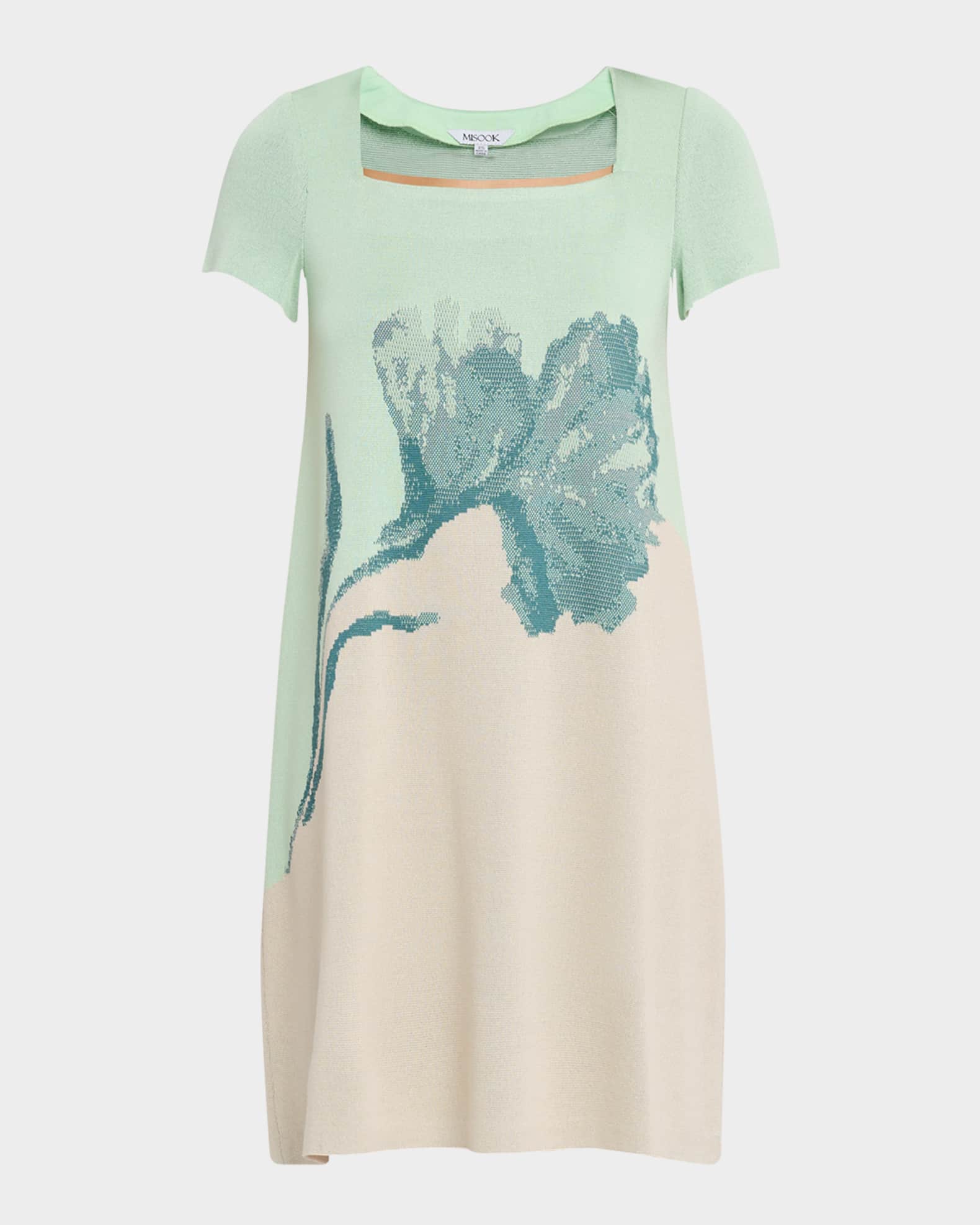 Floral Jacquard Knit  Knee-Length A-Line Dress 0