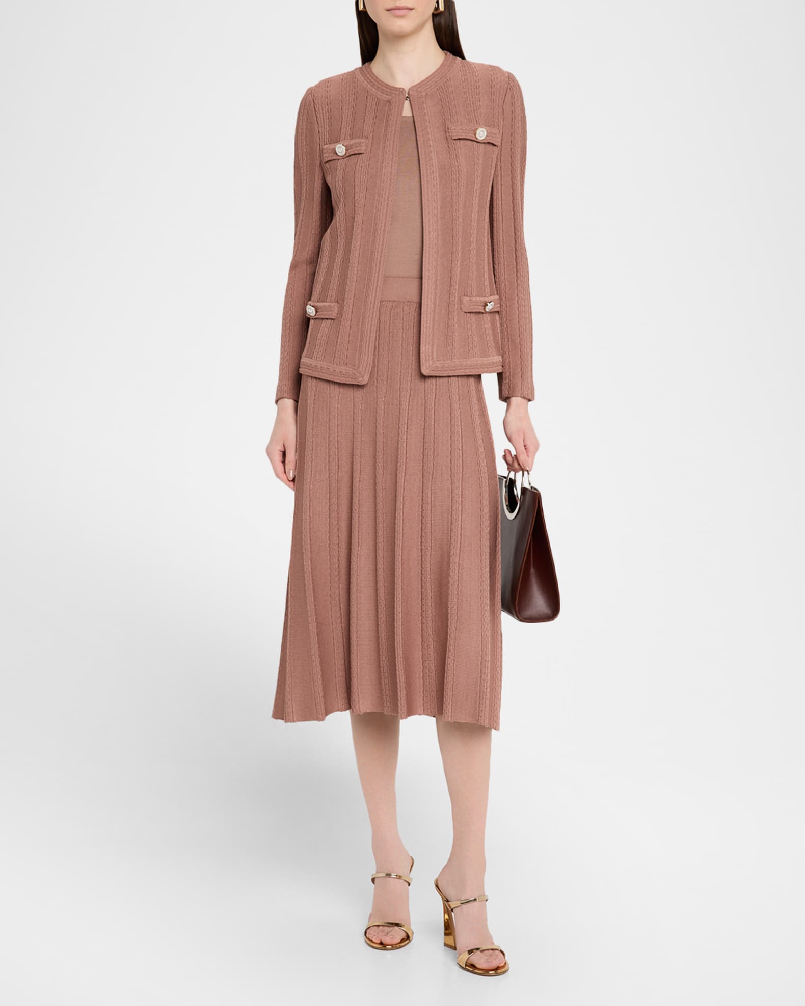 A-Line Textured Knit Midi Skirt 1