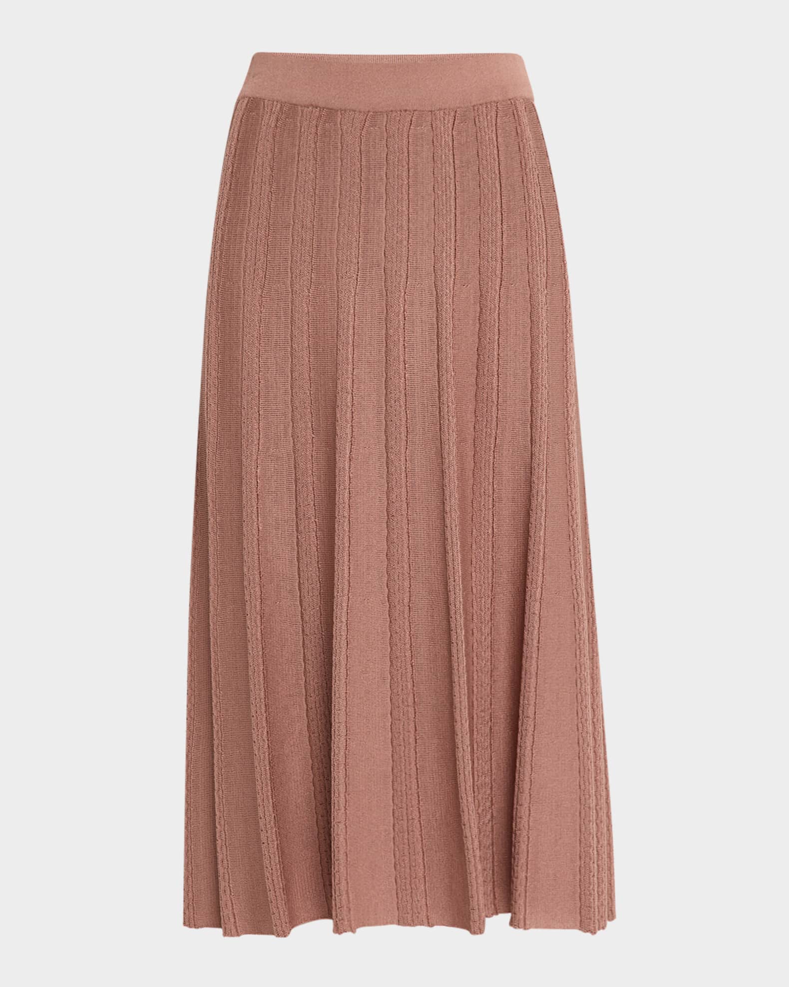 A-Line Textured Knit Midi Skirt 0
