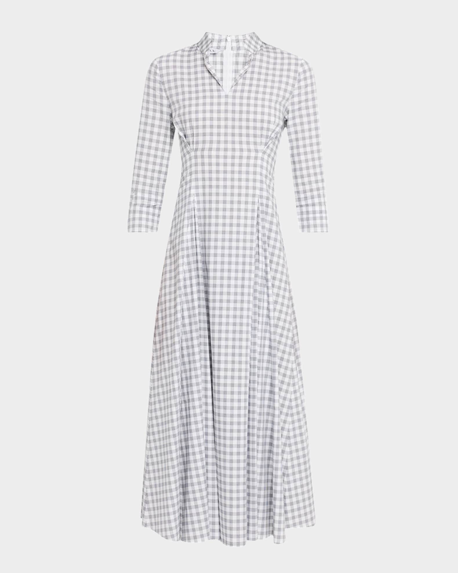 Fit-&-Flare Plaid Cotton Maxi Dress 0