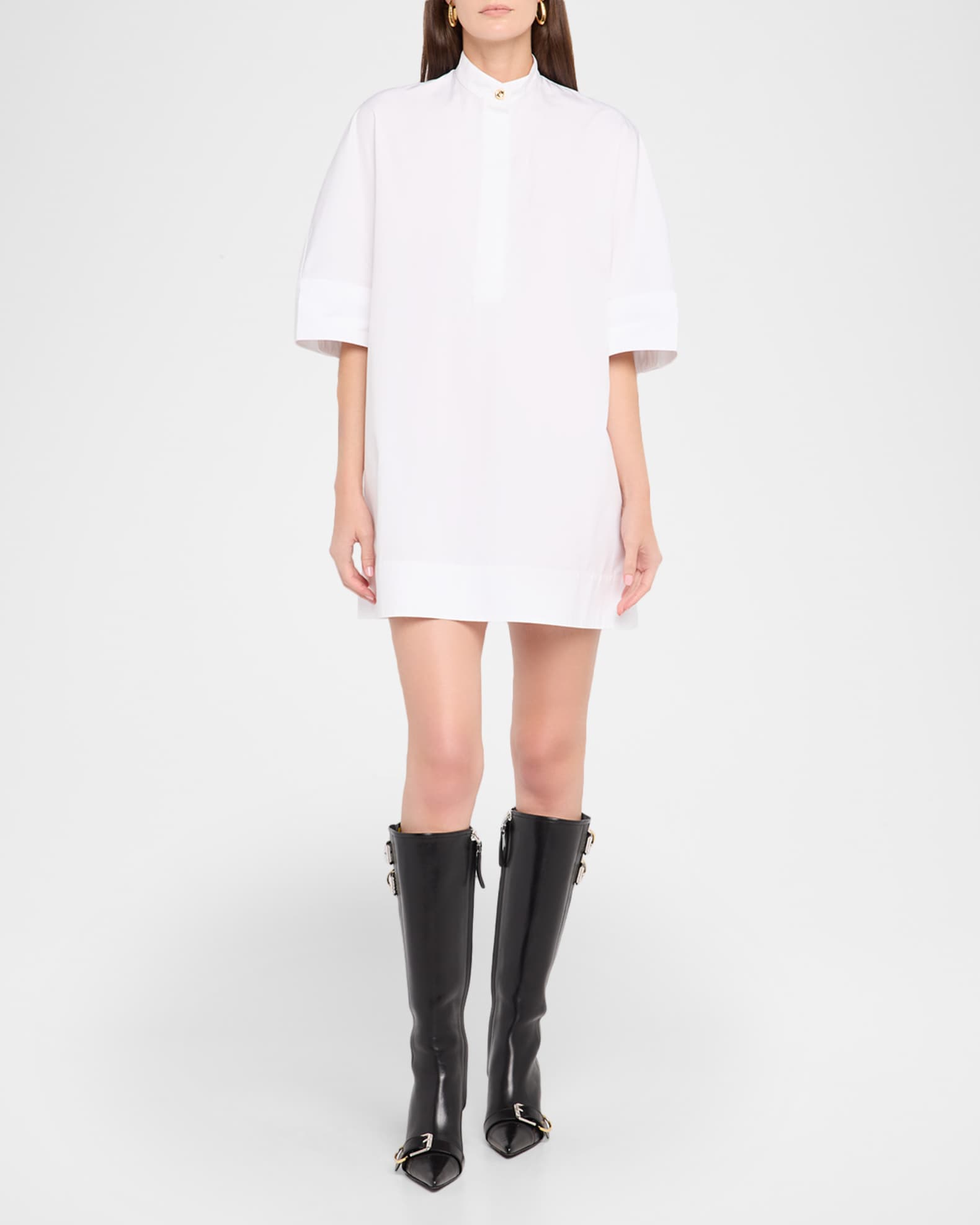 ジバンシィ Givenchy Short Dress Givenchy Short-Sleeve Cotton Mini Shirtdress | Neiman Marcus