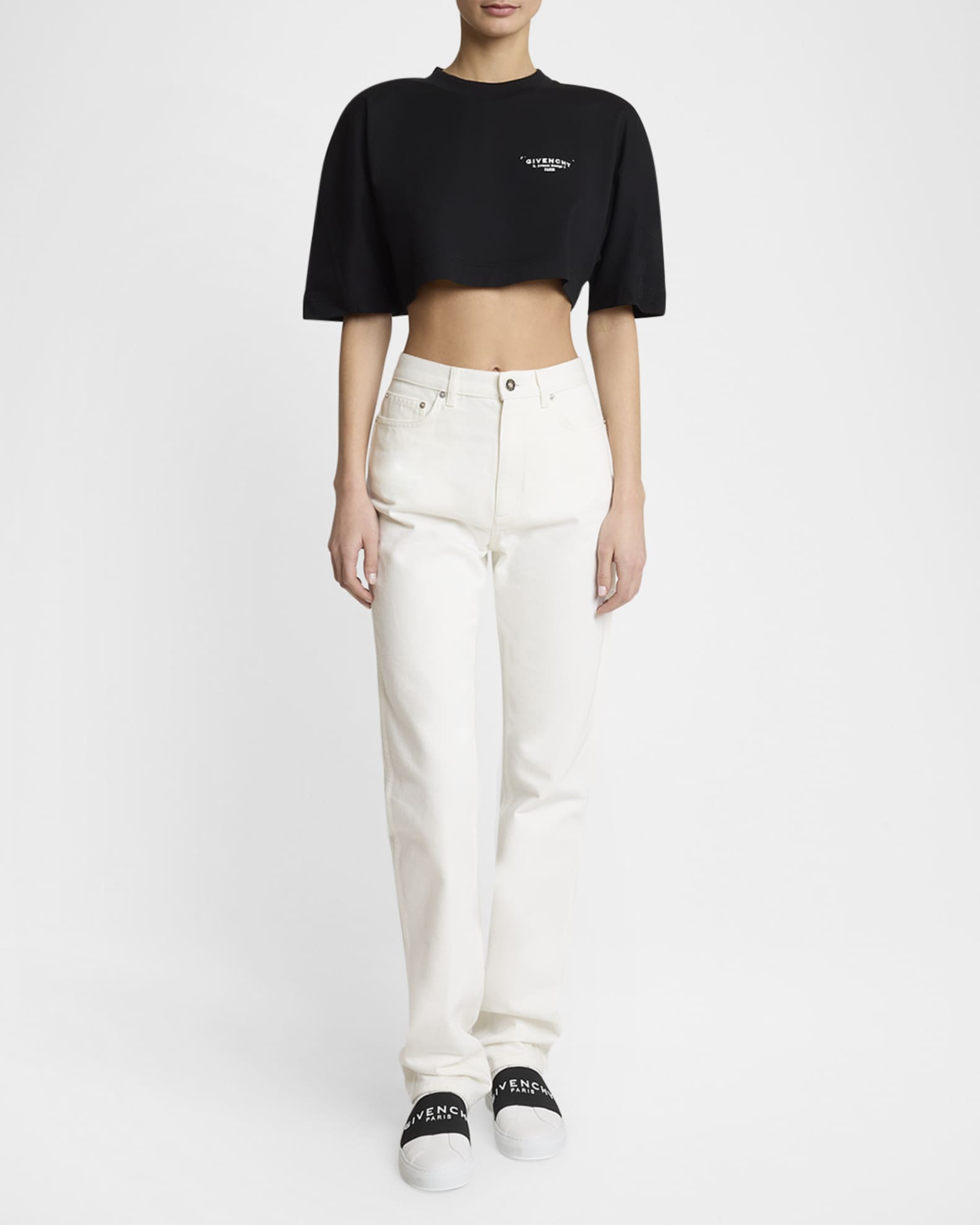 Givenchy Logo Crop Cocoon T-Shirt | Neiman Marcus