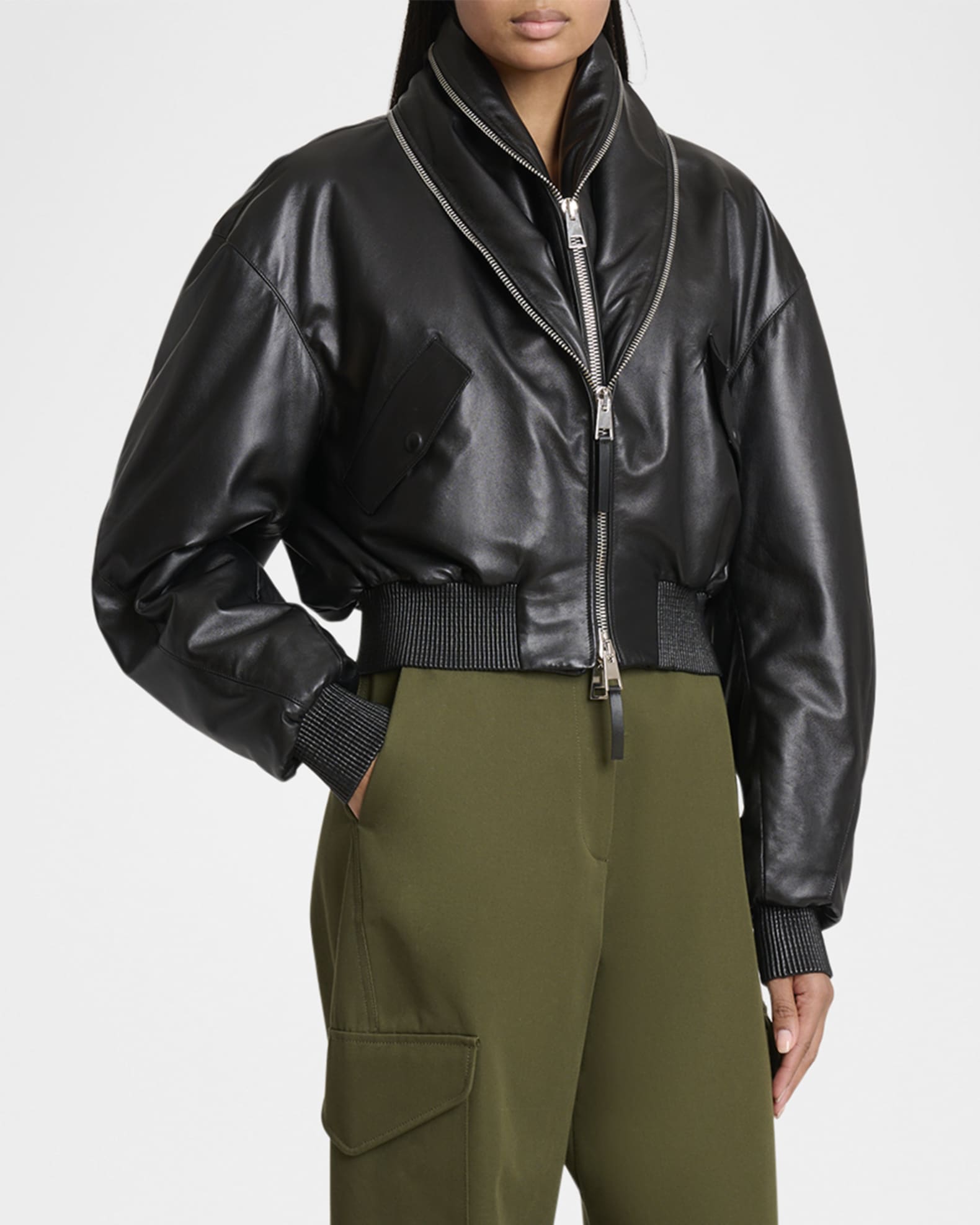 【関税＆送料込み】Givenchy Zipped Shawl Bomber Clothing Givenchy Zipped Double Shawl-Collar Crop Bomber | Neiman Marcus