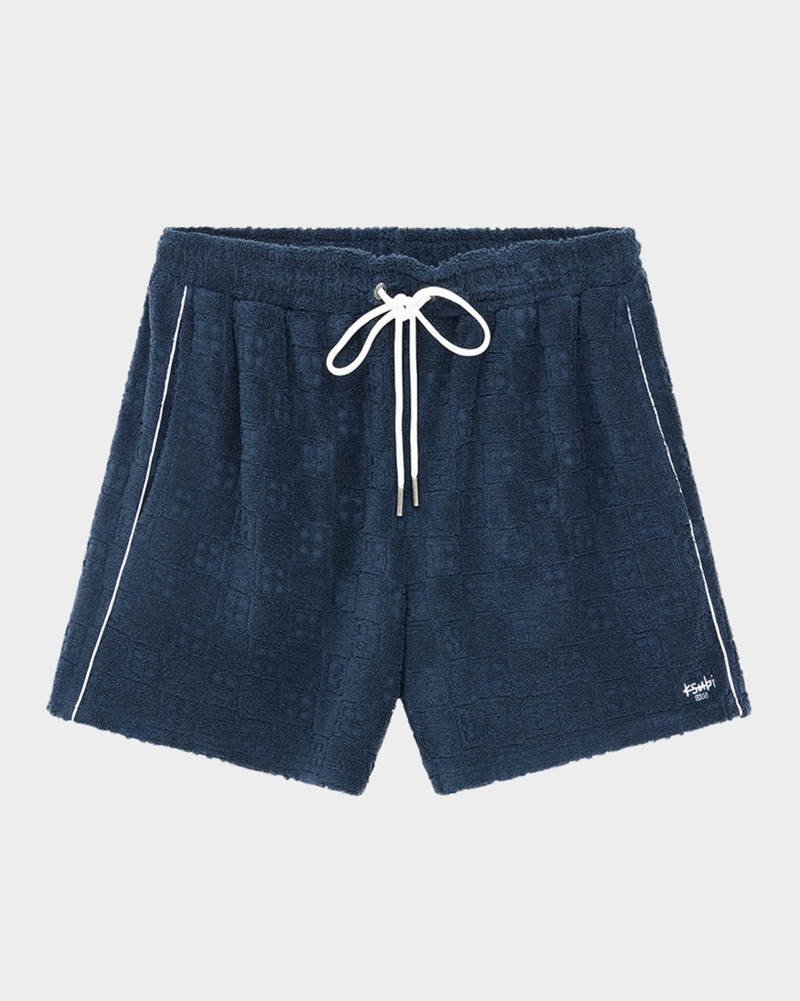 Men's Terry Jacquard Drawstring Lounge Shorts 0