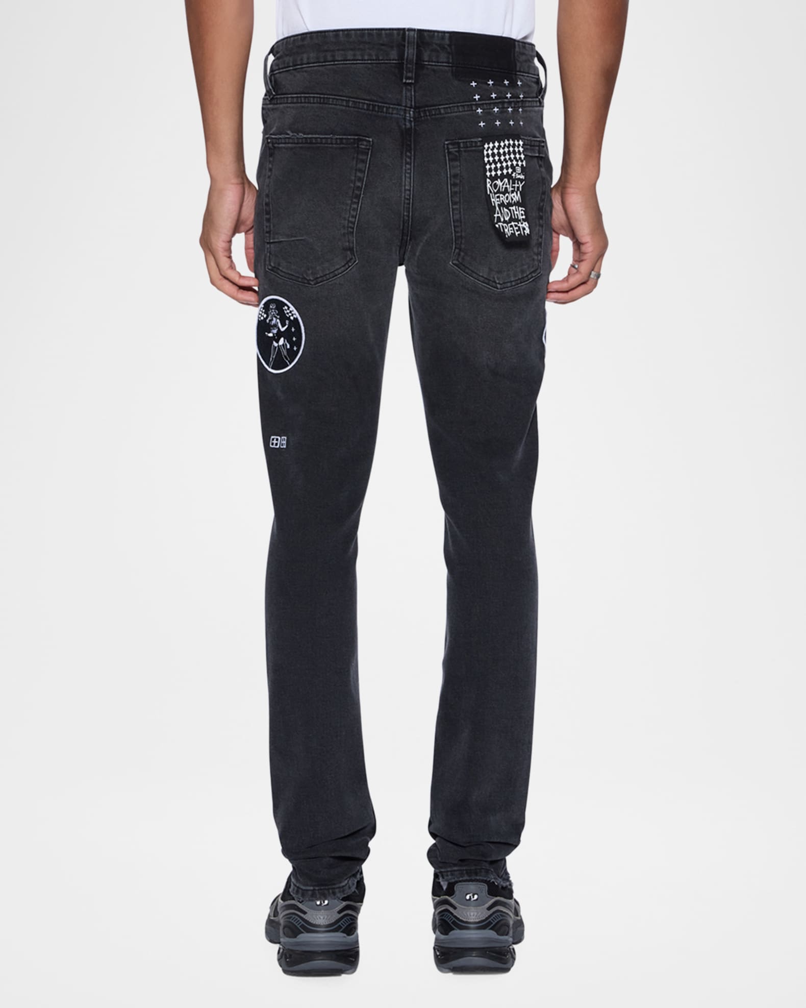 Men's Van Winkle Roadhouse Black Patched Skinny Jeans 1