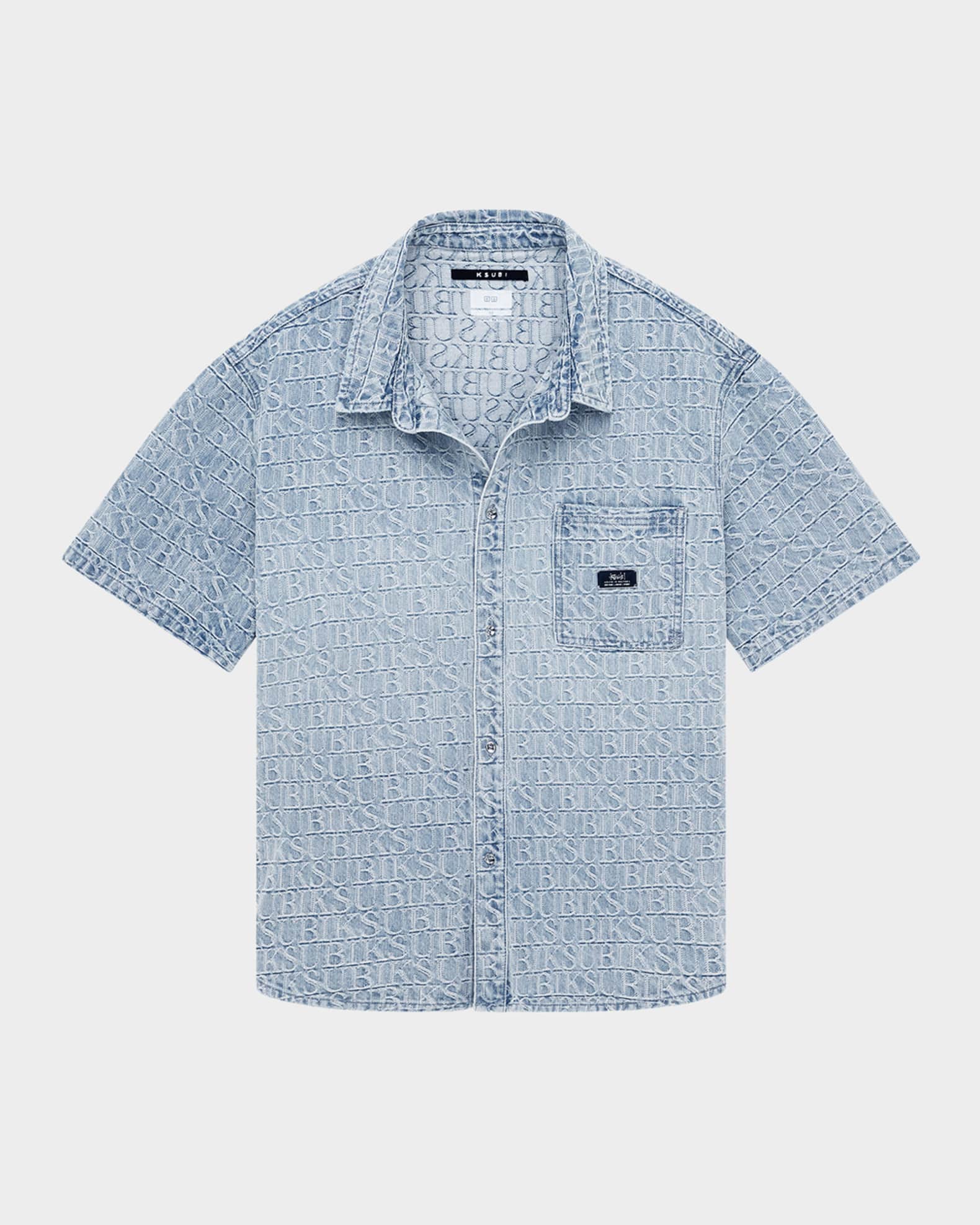 Men's Boxer Shirt Tile Denim Short-Sleeve Shirt 0