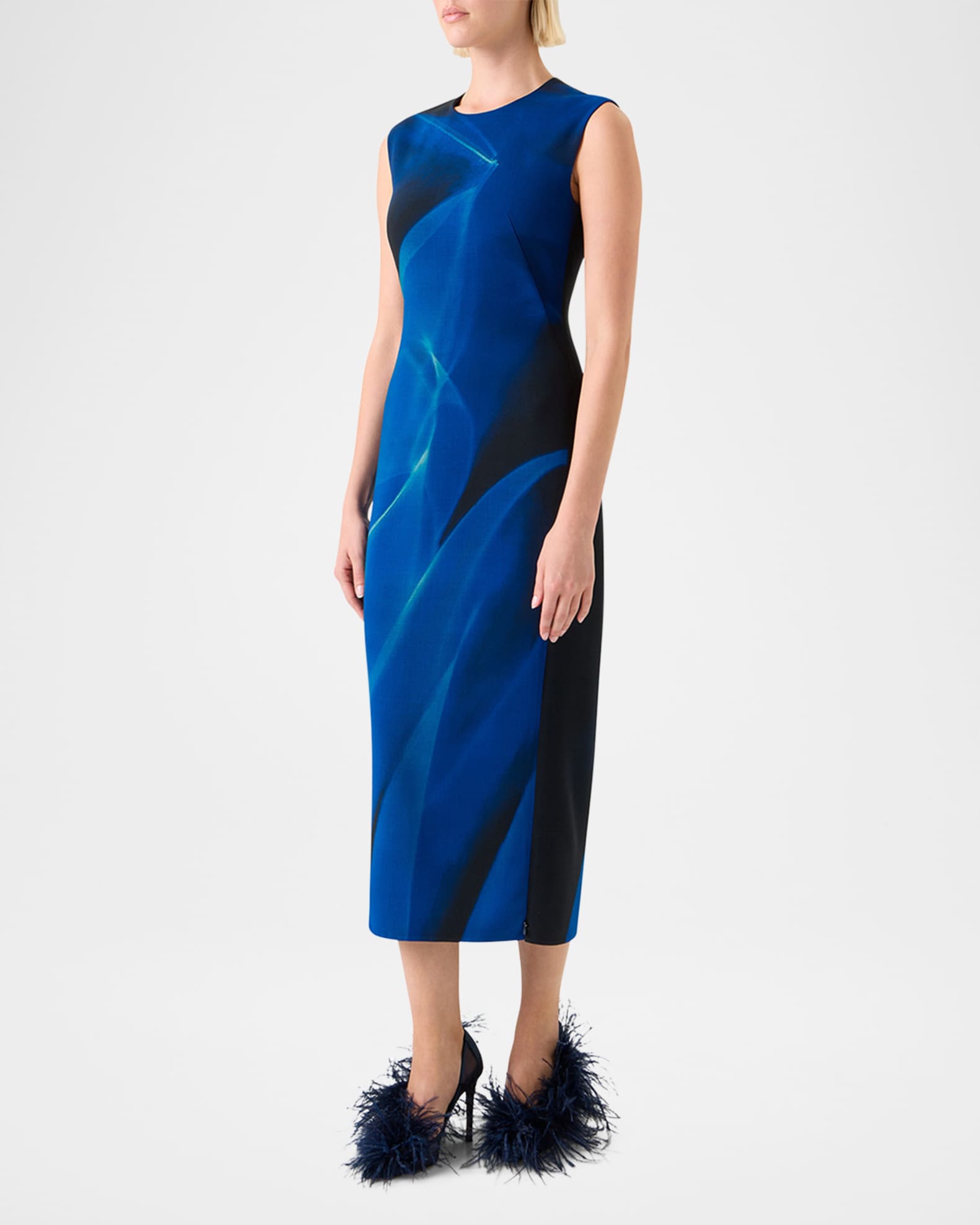 Akris Printed Double-Face Wool Midi Dress | Neiman Marcus