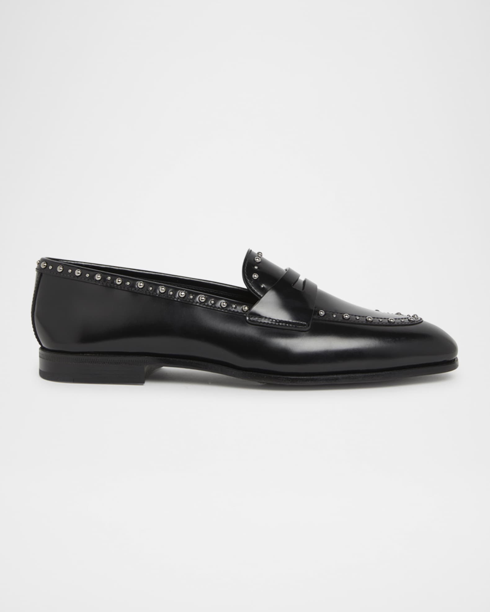 Onyx Met Studded Leather Penny Loafers 0
