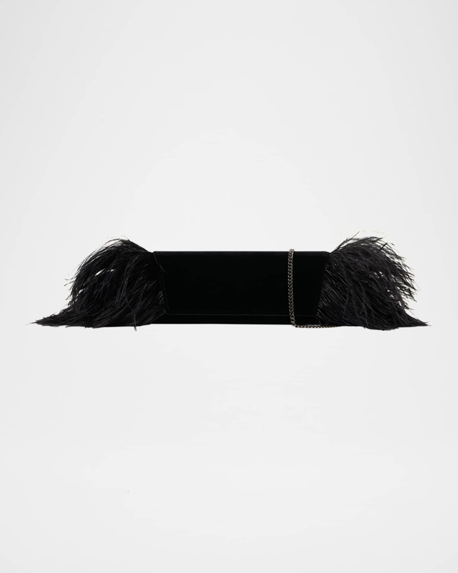 Anouk Small Clutch Bag with Feather Trim 0