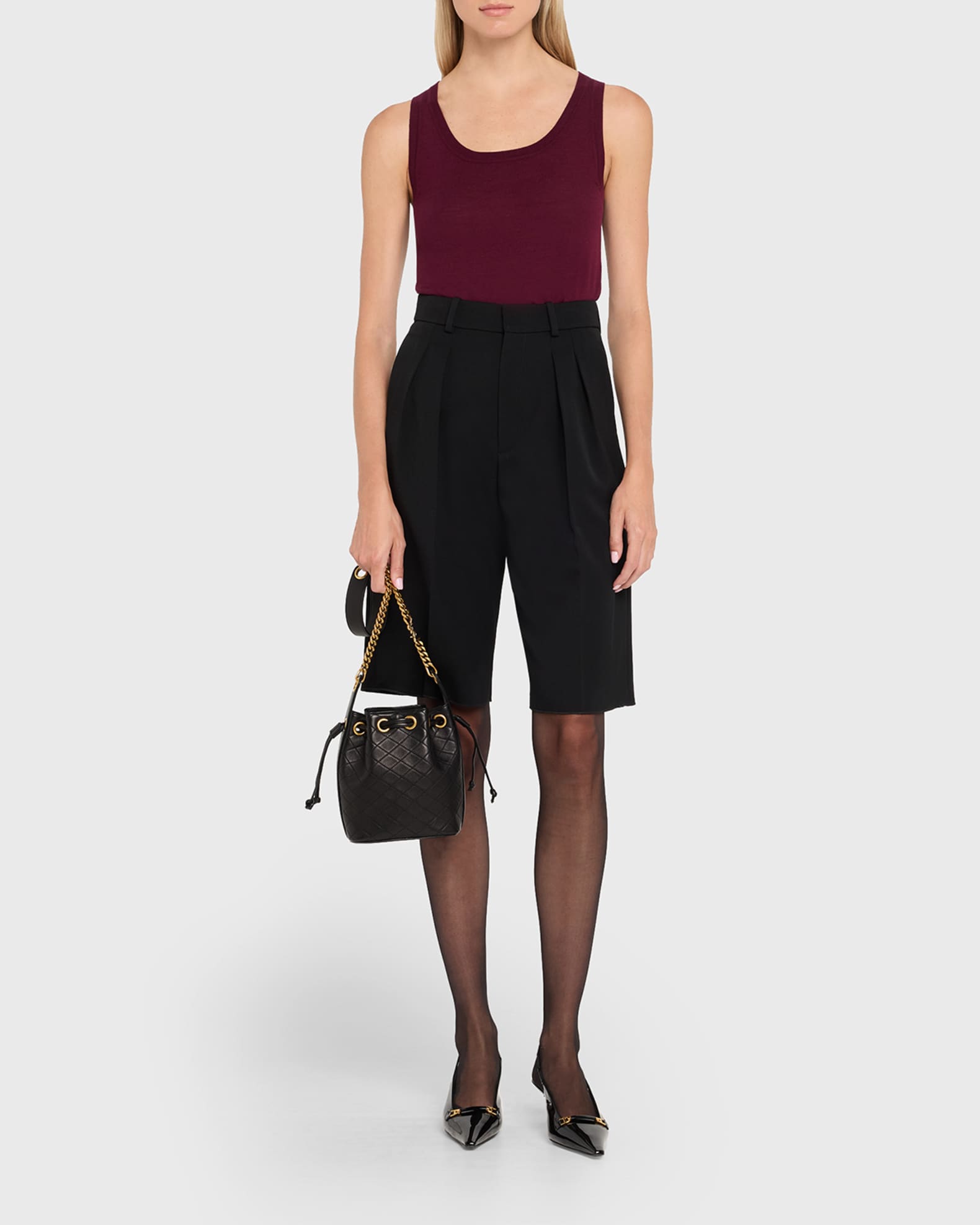 Saint Laurent Cassandra Small YSL Bucket Bag in Quilted