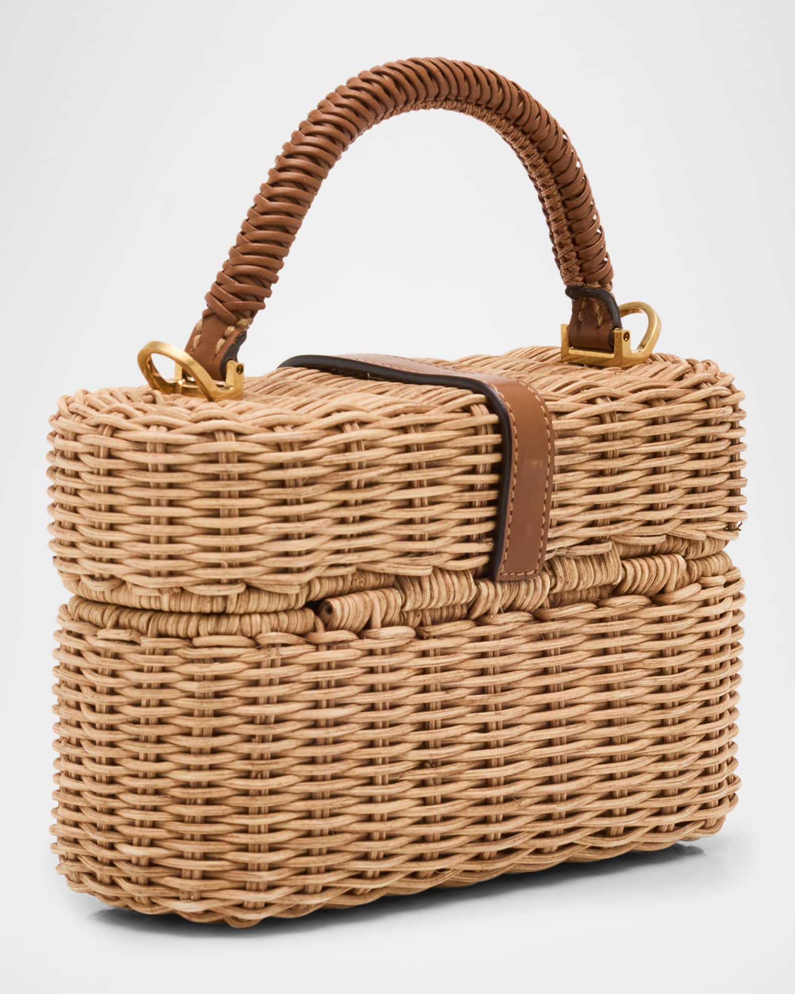 Raffia Effect Crystal Vanity Bag カゴバッグ Saint Laurent YSL Vanity Bag in Raffia Wicker | Neiman Marcus