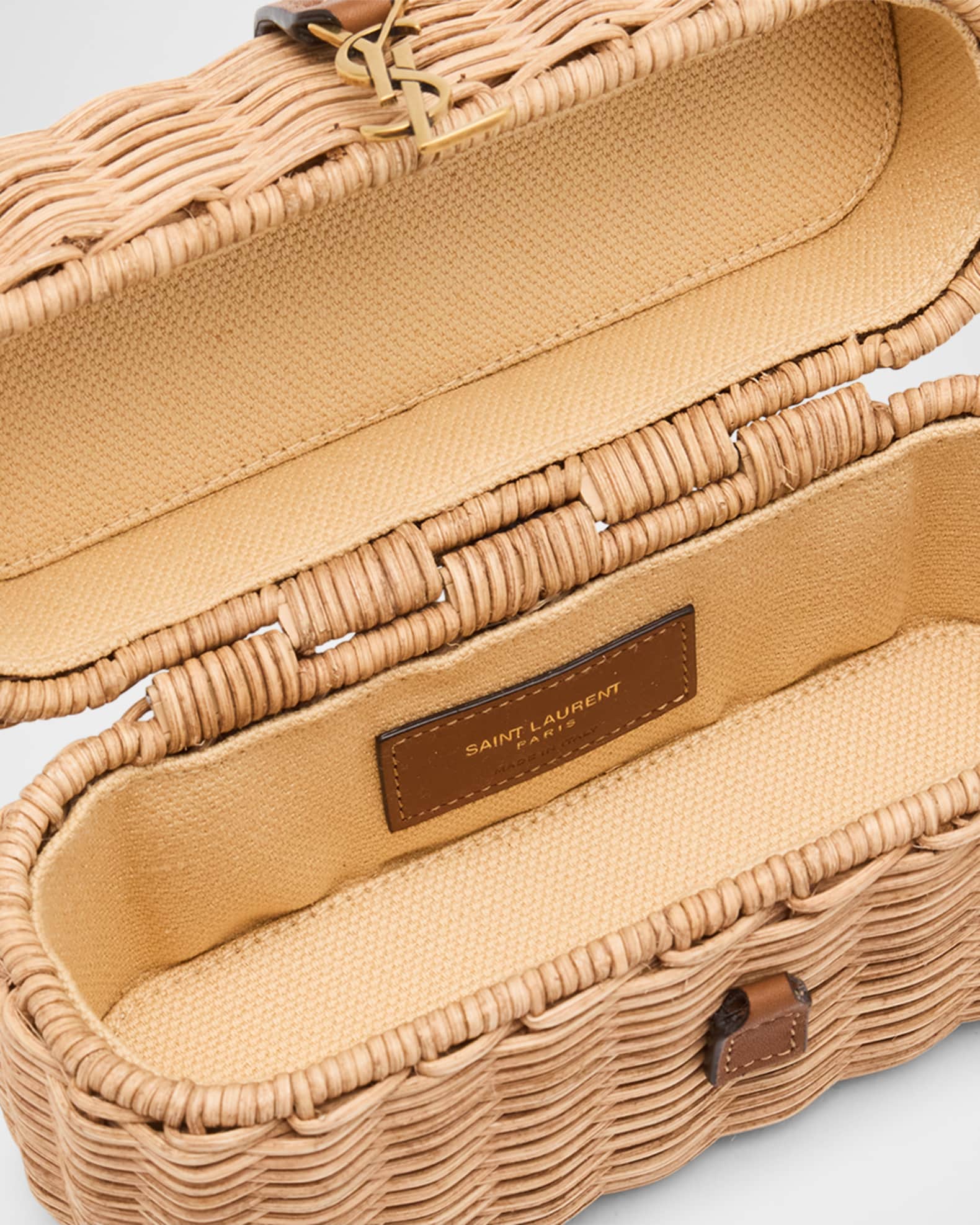 Saint Laurent YSL Vanity Bag in Raffia Wicker Neiman Marcus