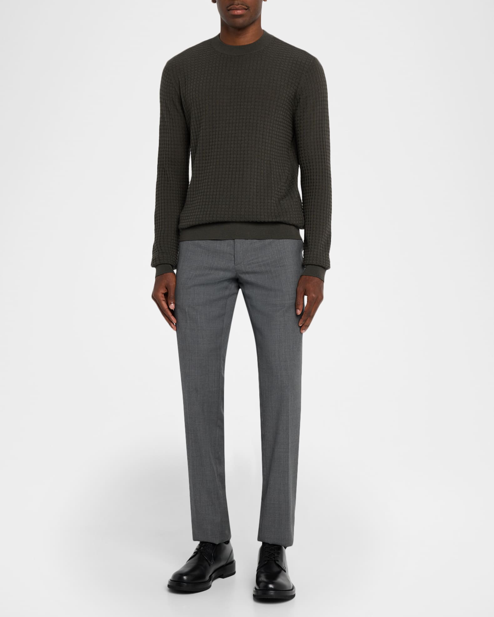 Men's Square Texture Knit Crewneck Sweater