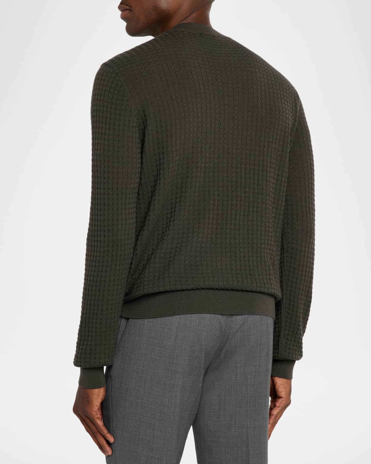 Men's Square Texture Knit Crewneck Sweater