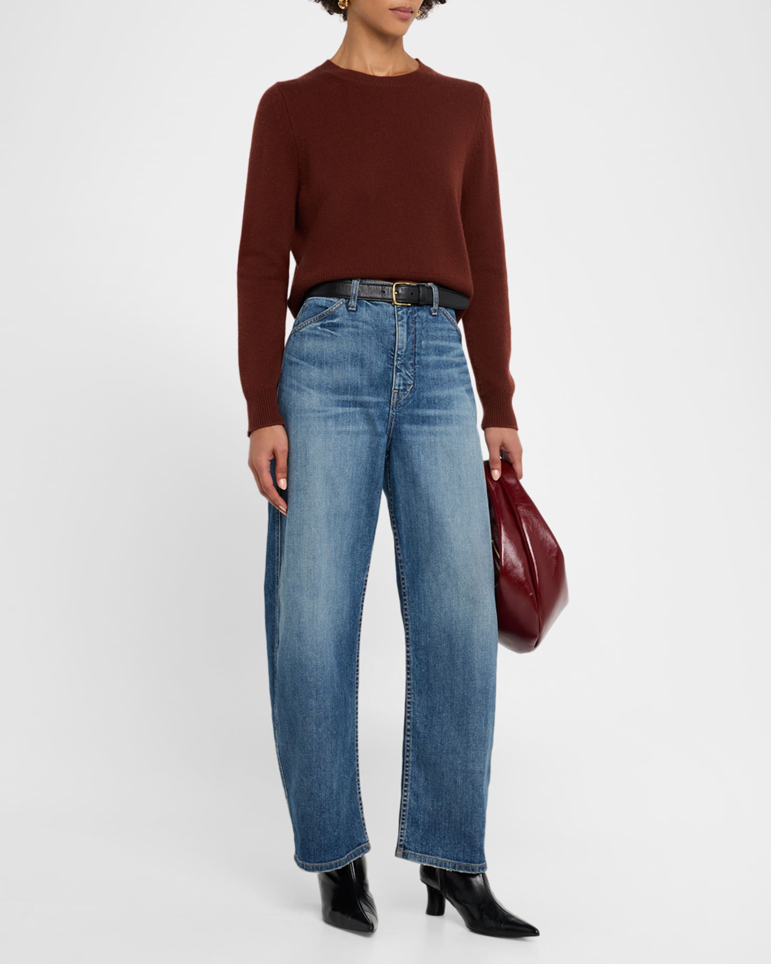 Venus Dark Rust Cashmere Crop Sweater 1