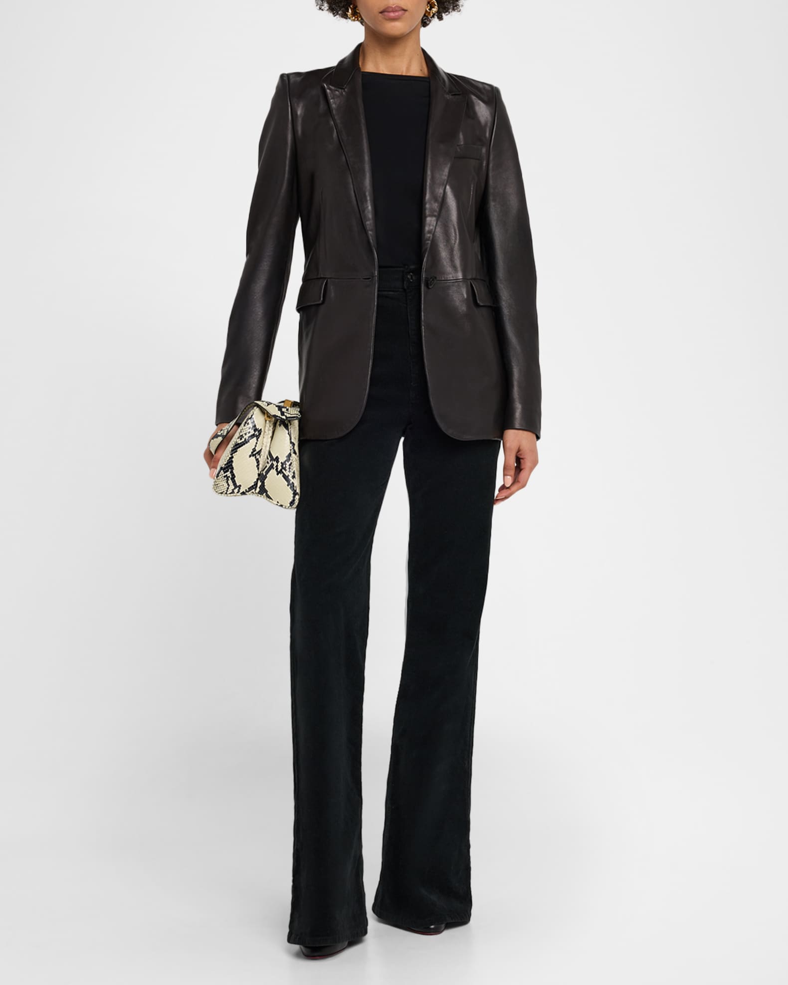 Roe Cotton Stretch Velvet Bootcut-Leg Pants 1