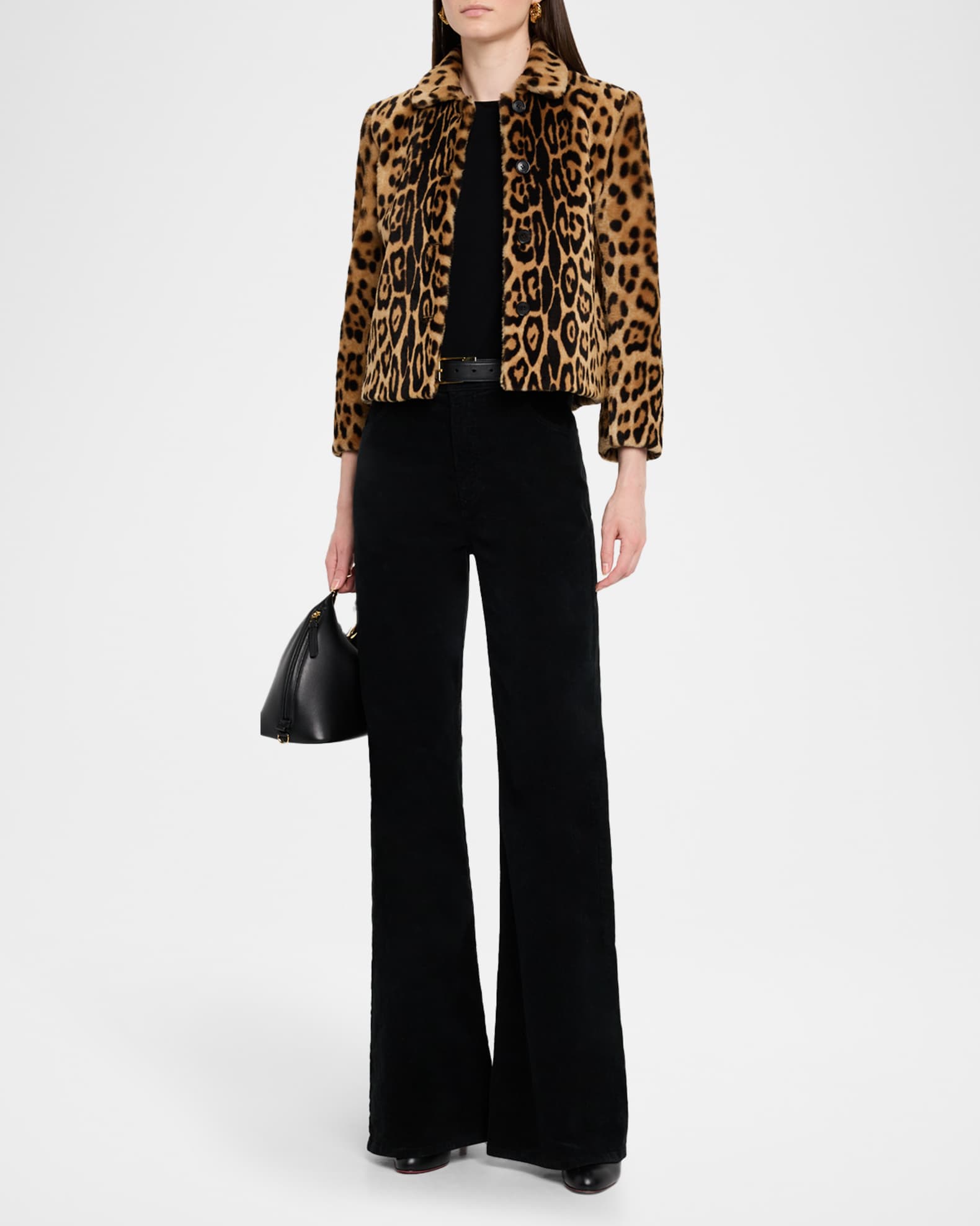 Nili Lotan Montmartre Leopard Shearling Cropped Jacket