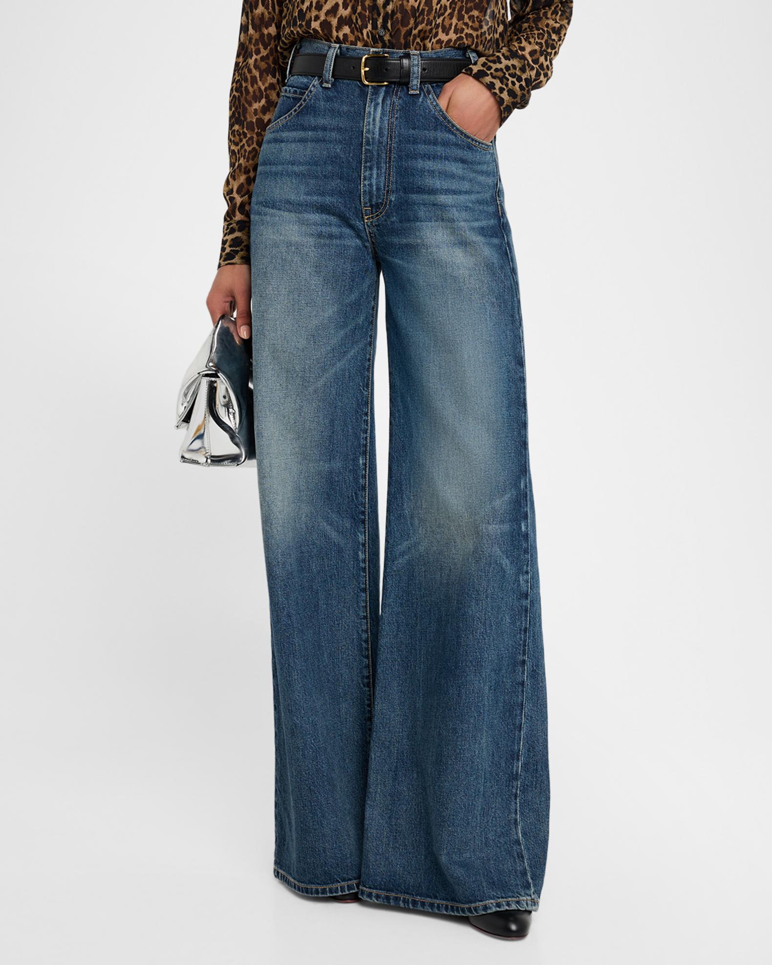 Nili Lotan Salome Wide-Leg Simon Wash Jeans | Neiman Marcus