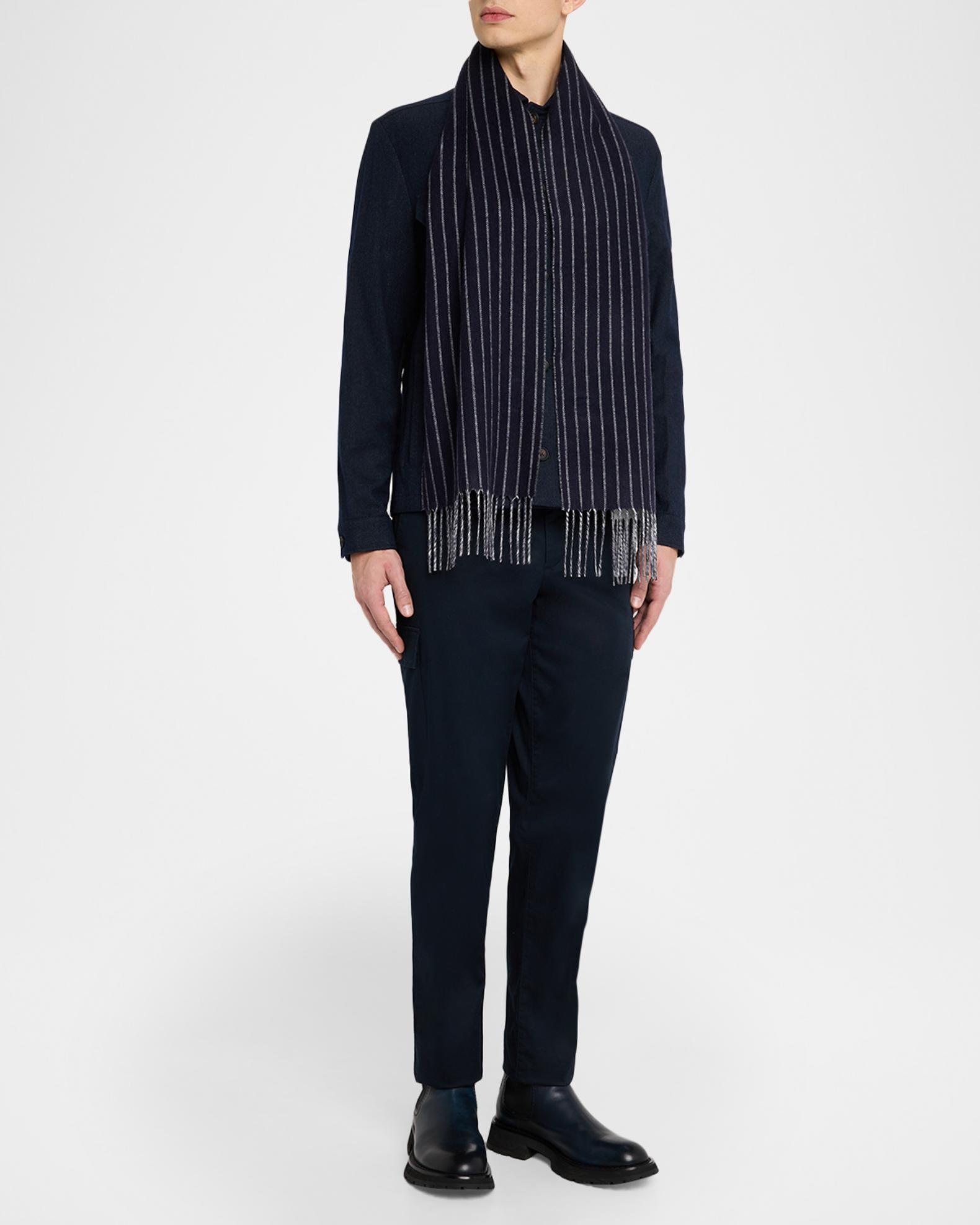 PIACENZA 1733 Men's Lizard Solid to Stripe Double-Face Silk and