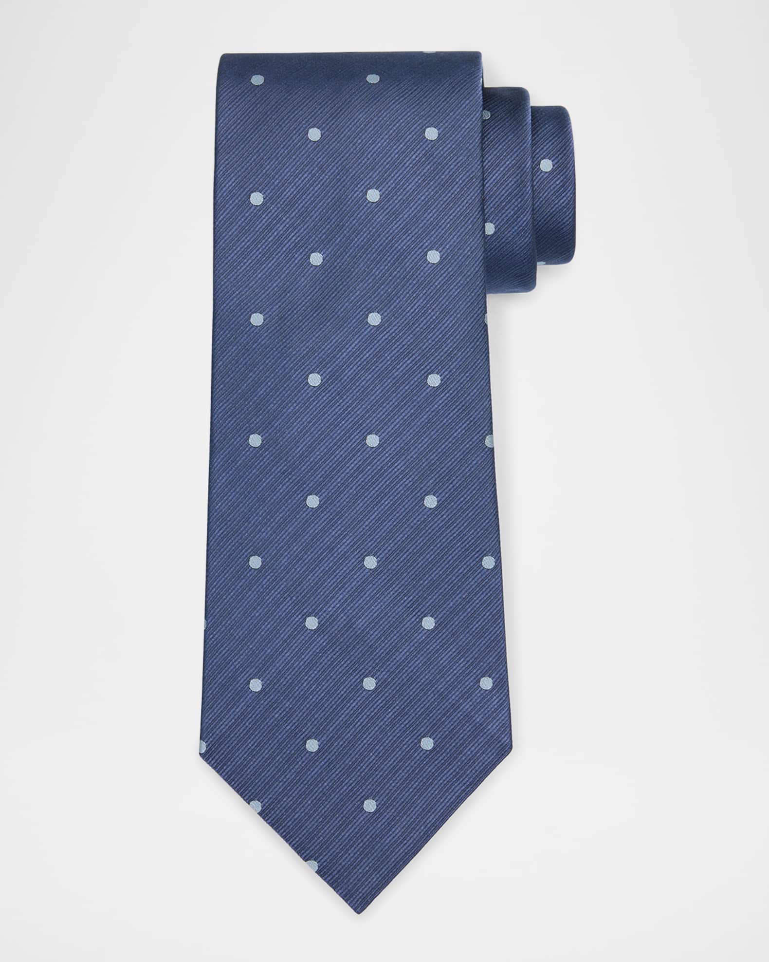 Men's Polka Dot Textured Stripe Silk Tie 0