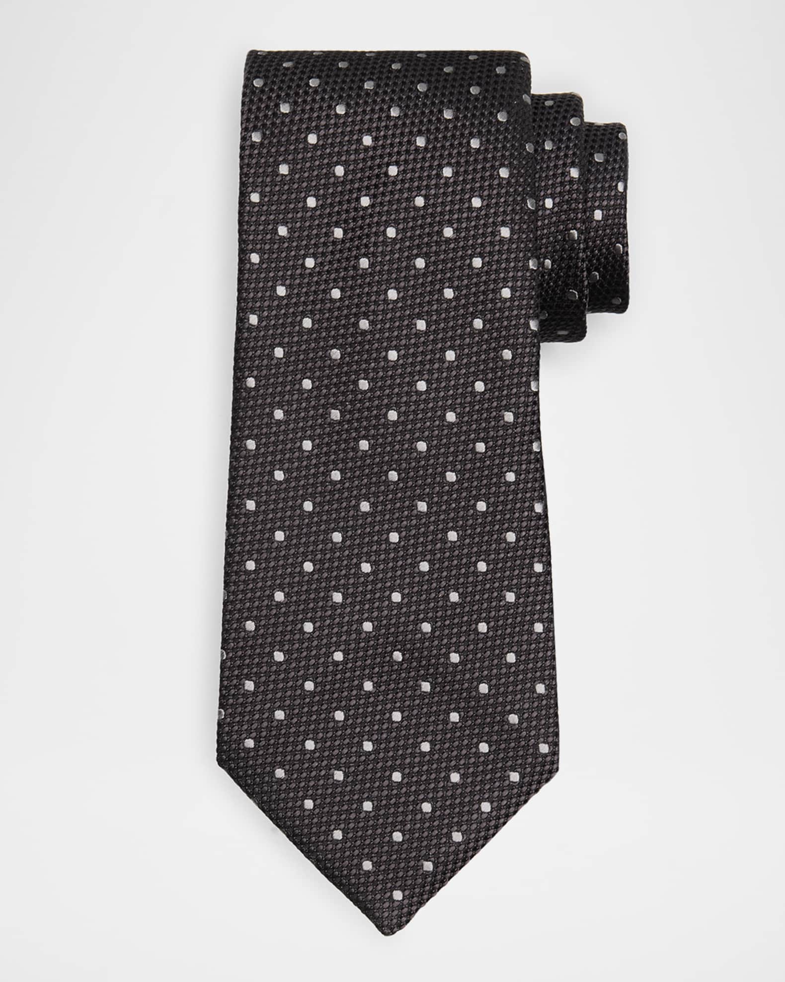 Men's Contrast Dot Silk Tie 0