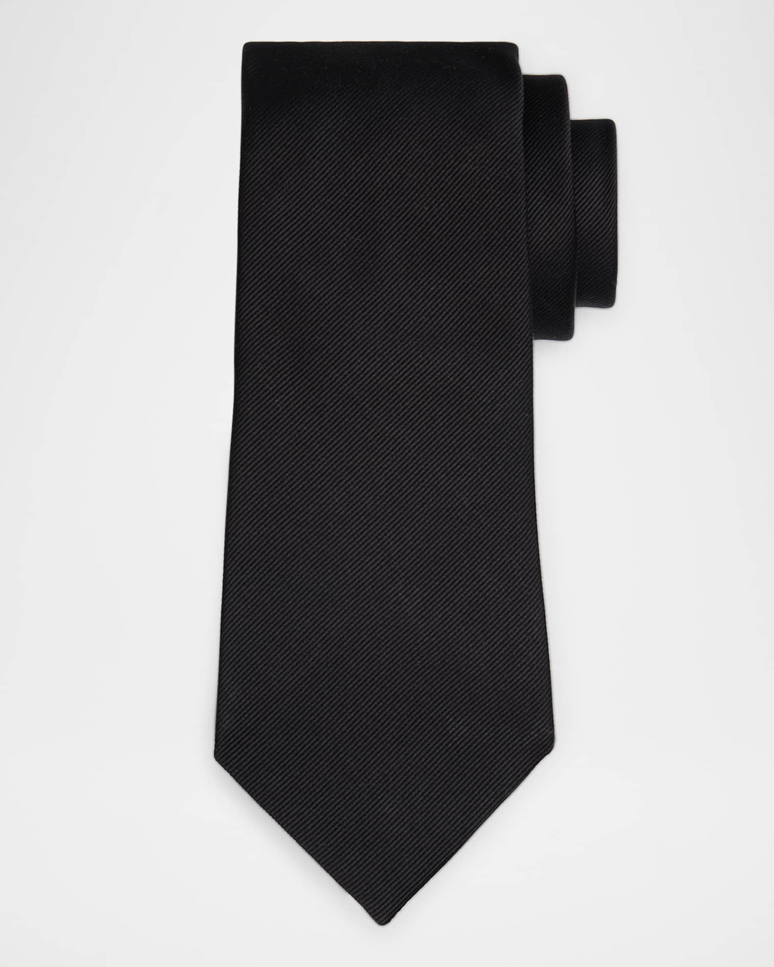 Men's Diagonal Ribbed Silk Tie 0