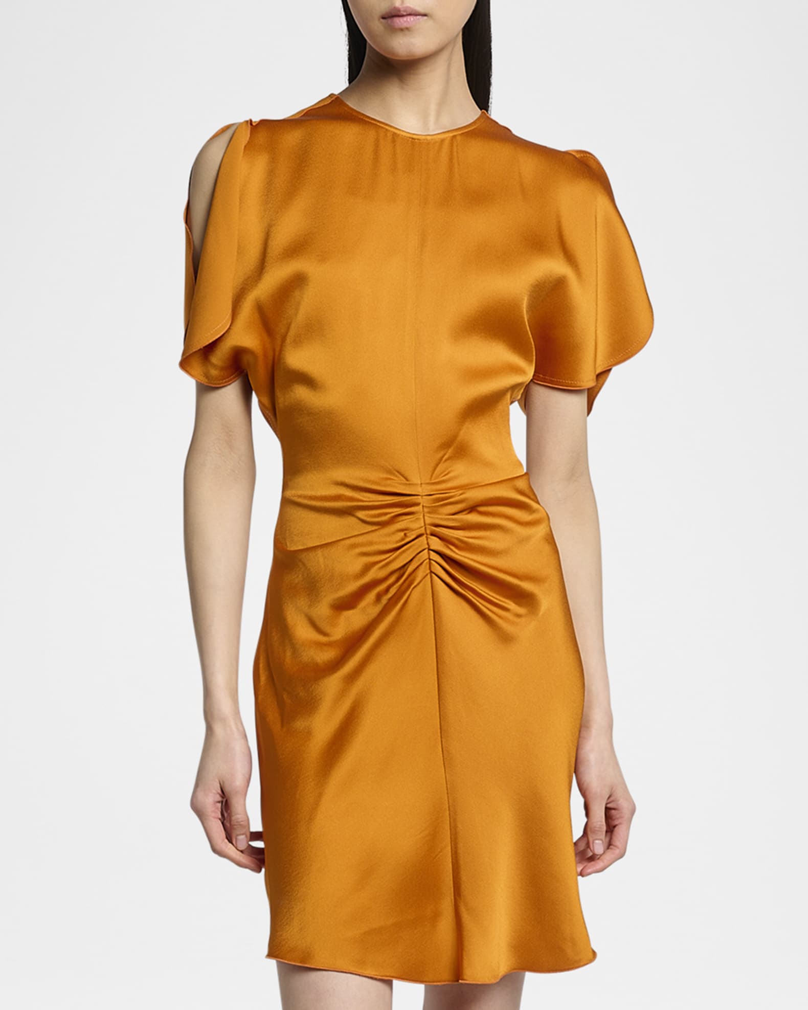 Victoria Beckham Ruched Gathered-Waist Mini Dress | Neiman