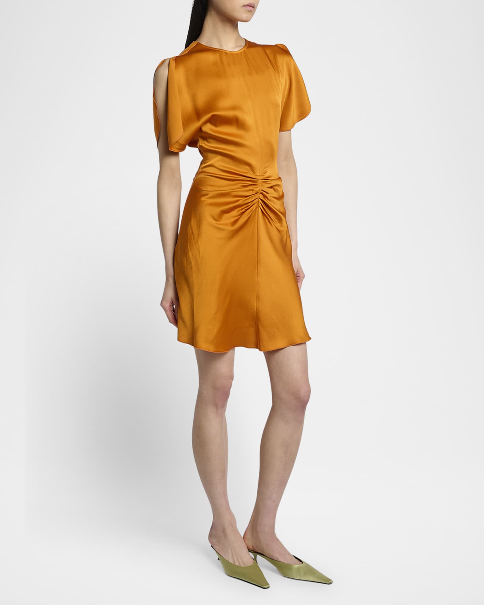 Victoria Beckham Ruched Gathered-Waist Mini Dress | Neiman