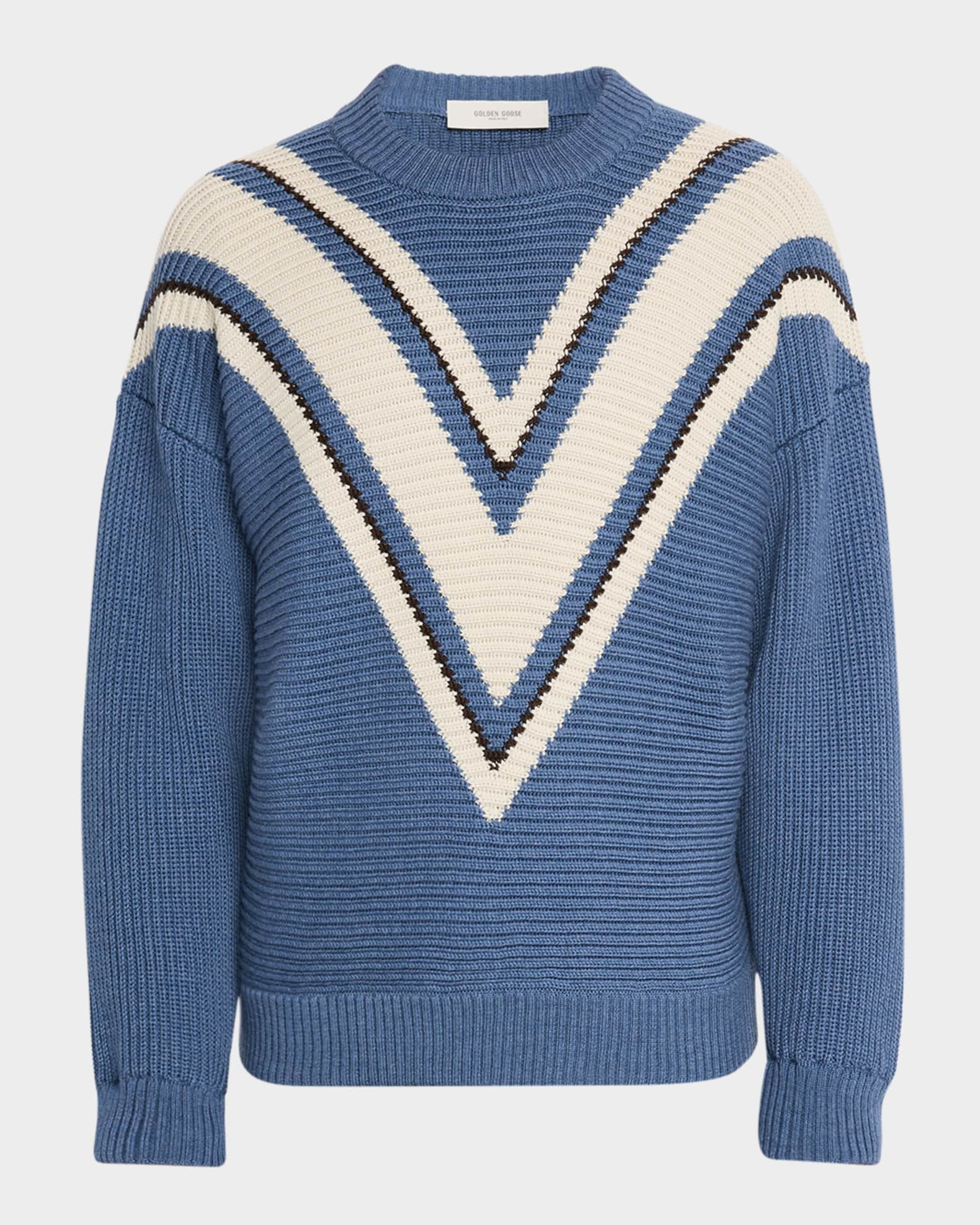 Golden Goose Men's Journey Wool Jacquard V-Style Crewneck