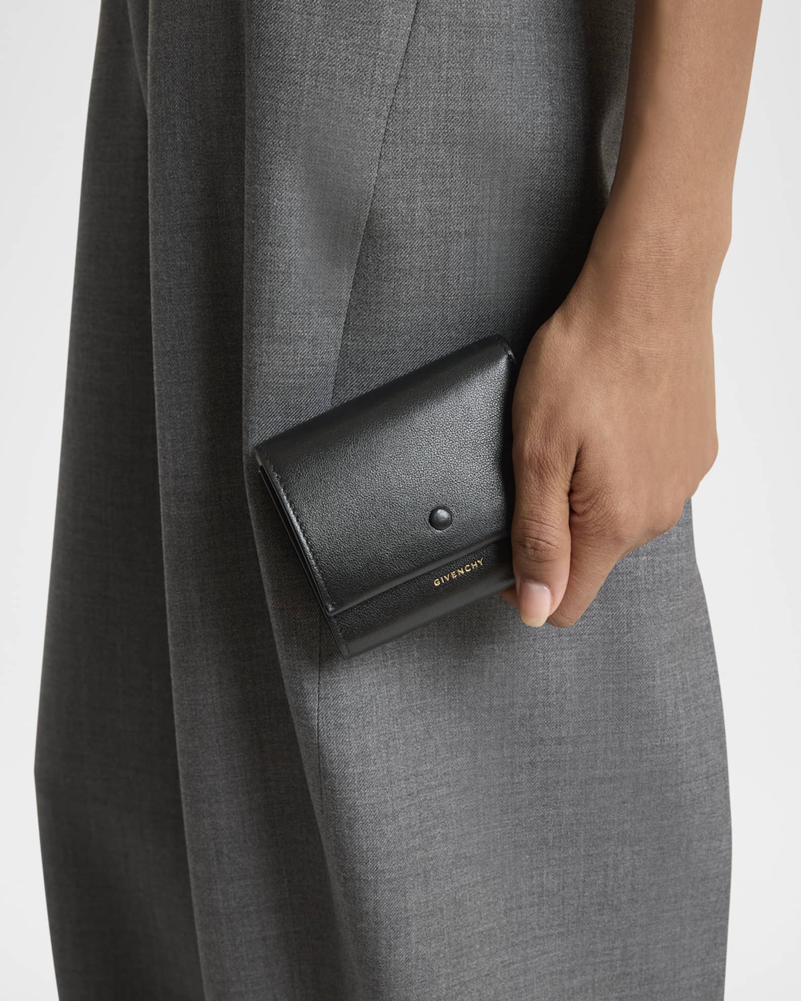 Givenchy Day Trifold Snap Wallet in Shiny Leather | Neiman