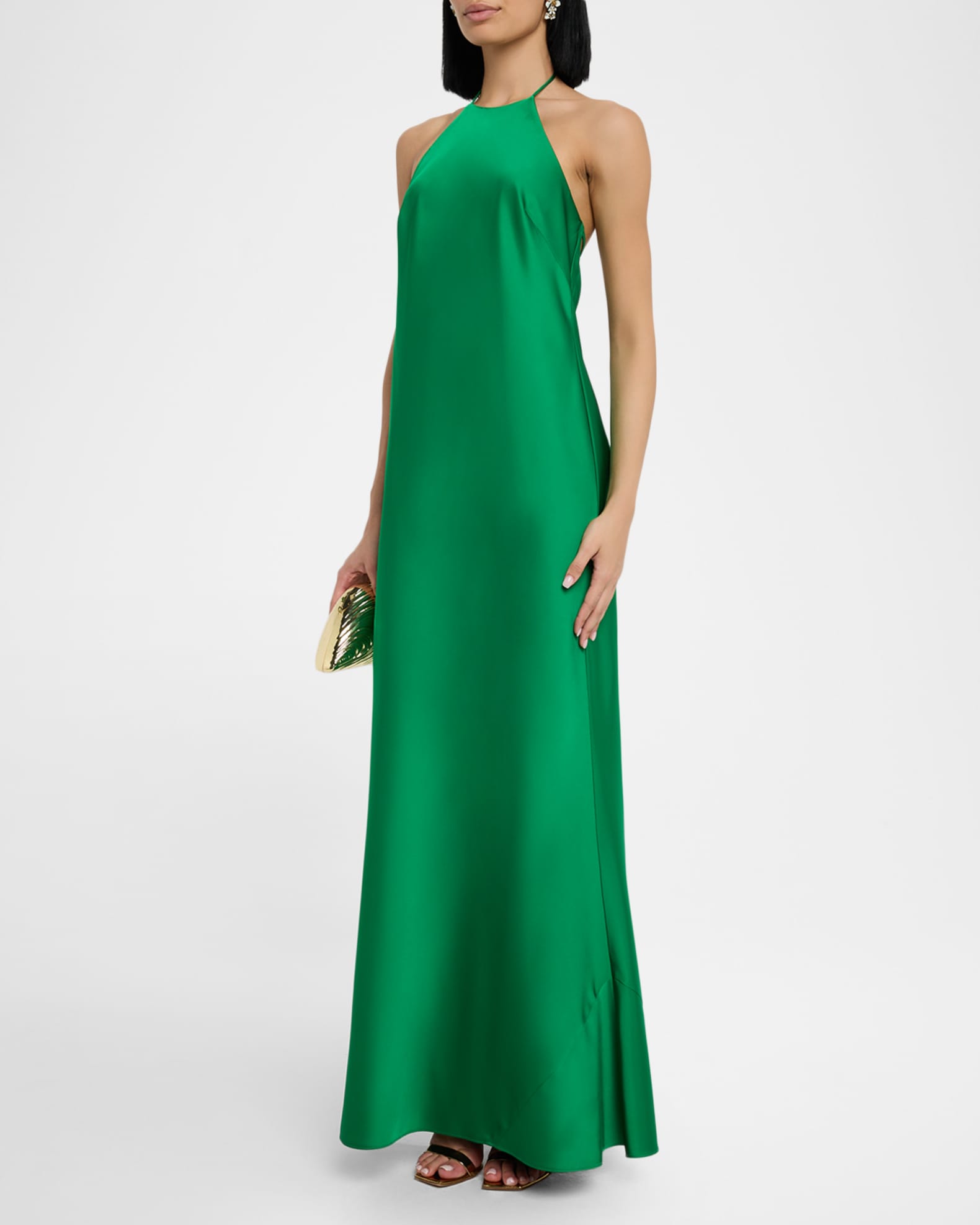 Low-Back Satin Halter Gown 1