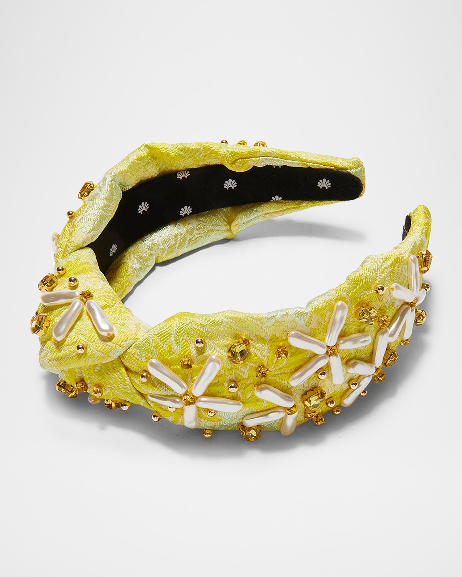 Lele Sadoughi Knotted Faux-Pearl Floral Brocade Headband 