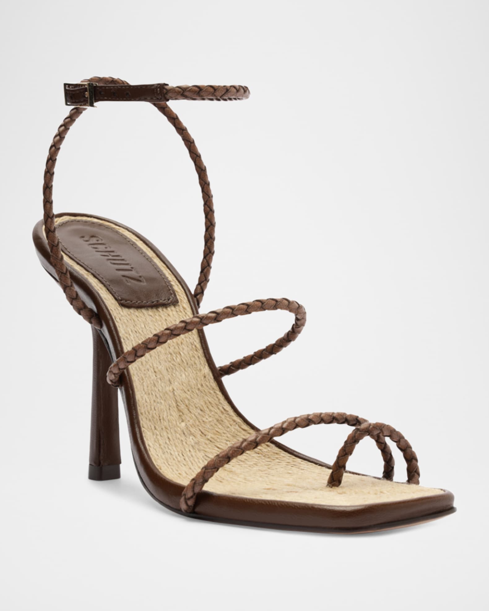 Kaya Braided Leather Stiletto Sandals 1