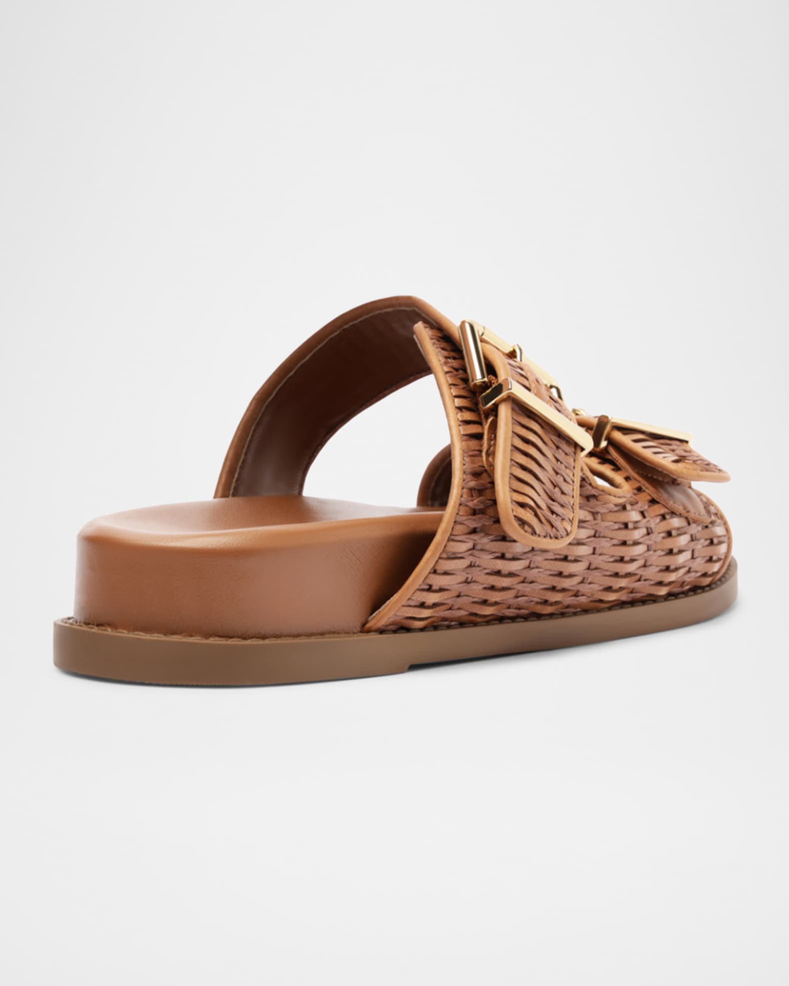 Schutz Naomi Woven Dual-Buckle Slide Sandals | Neiman Marcus