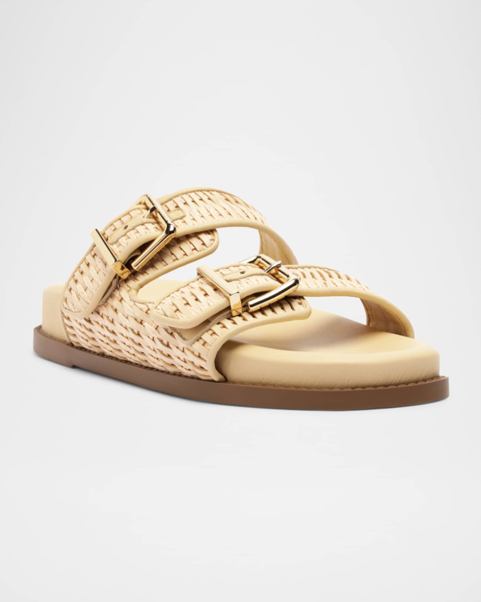 Naomi Woven Dual-Buckle Slide Sandals 1