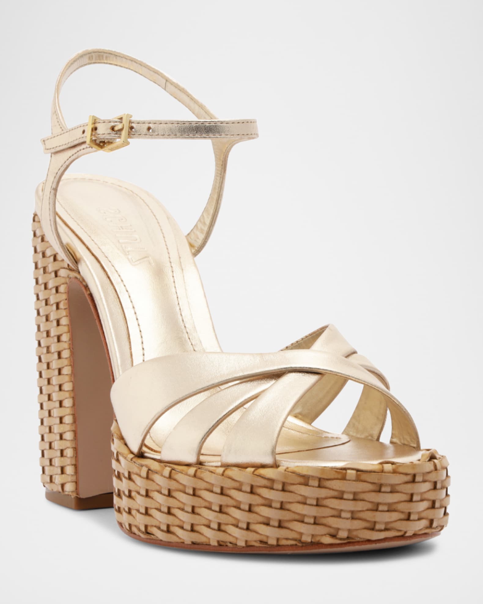 Keefa Metallic Woven-Heel Platform Sandals 1