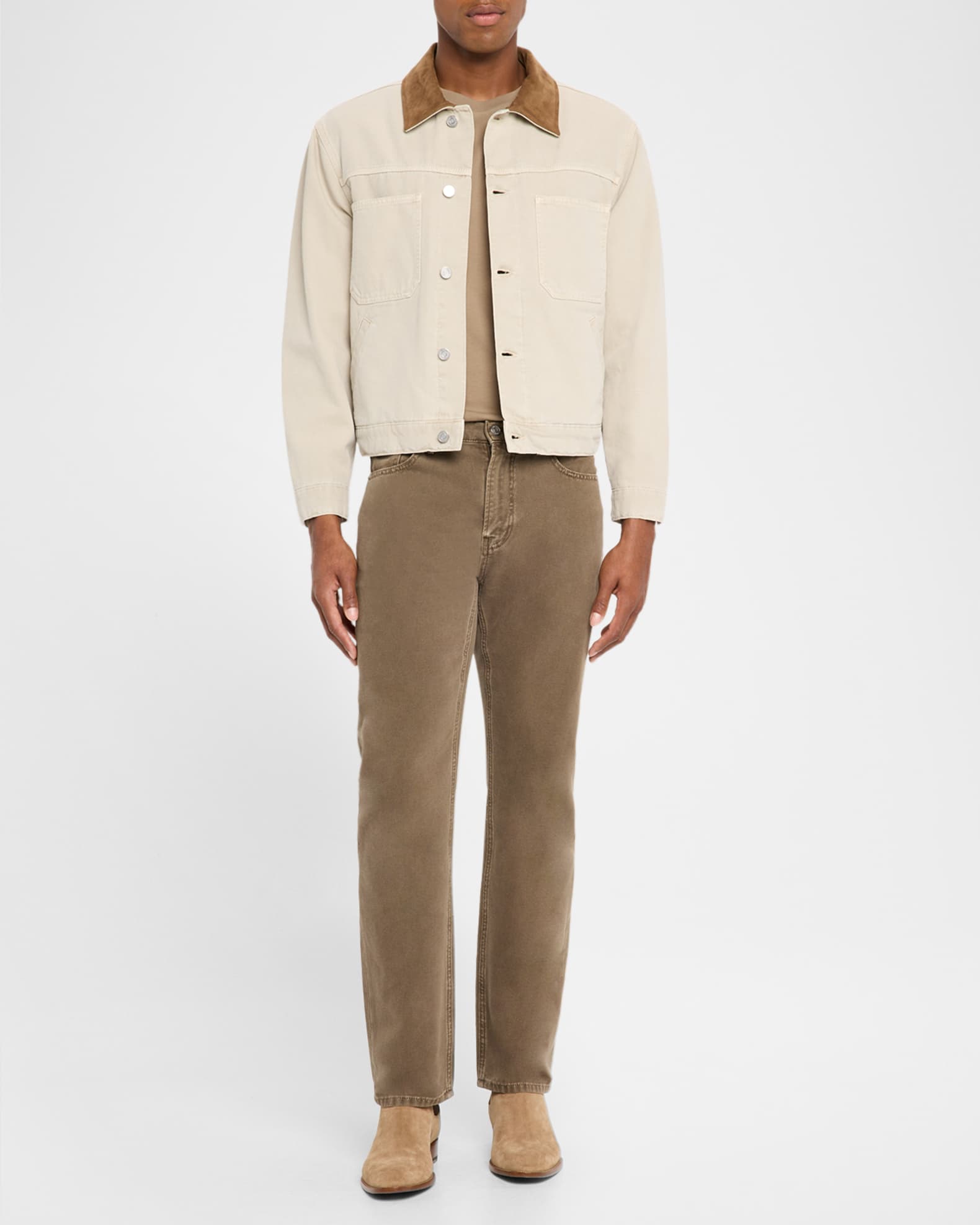 Men's Canvas Suede-Collar Utility Jacket