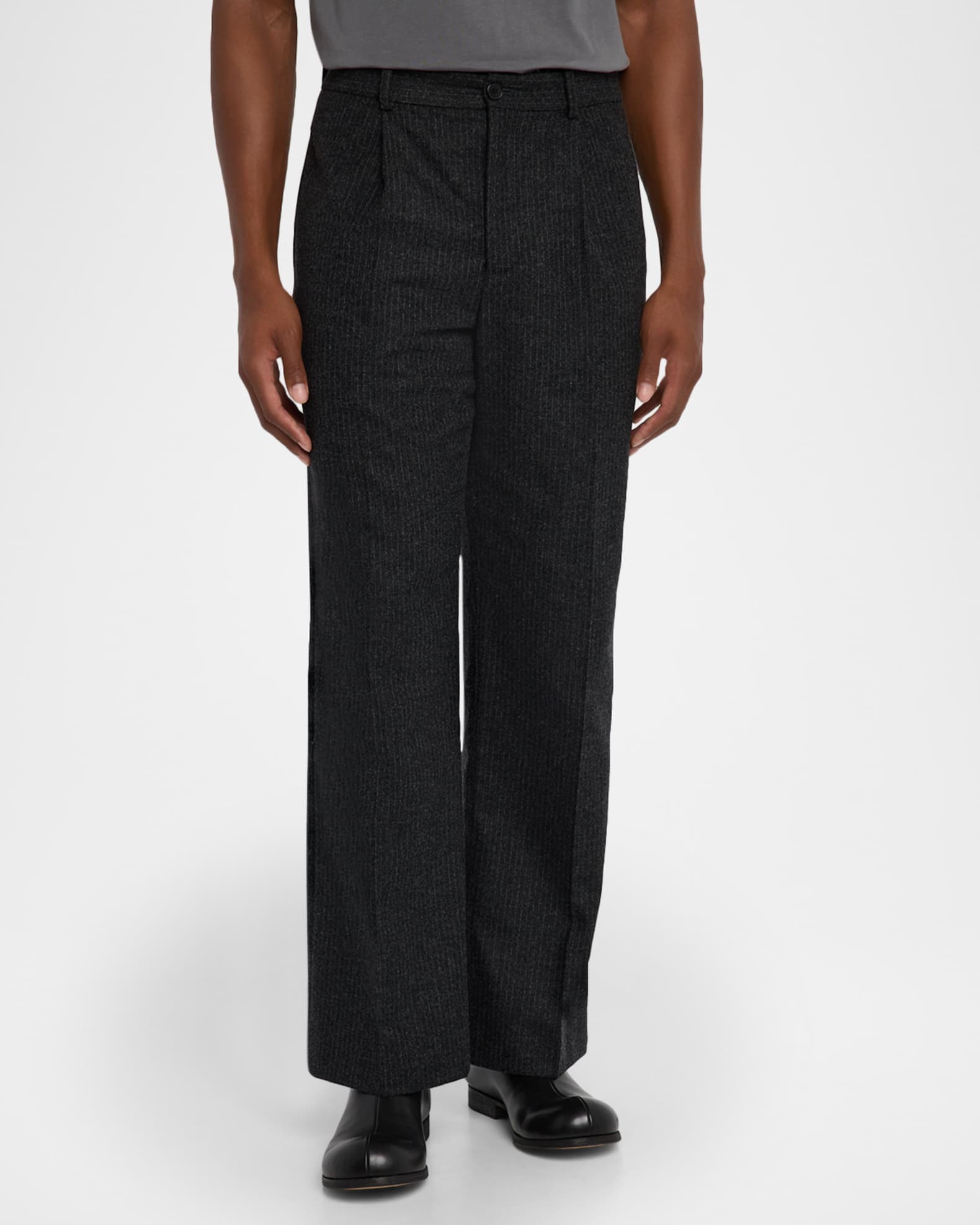 FRAME Men's Pinstripe Wide Leg Trousers | Neiman Marcus