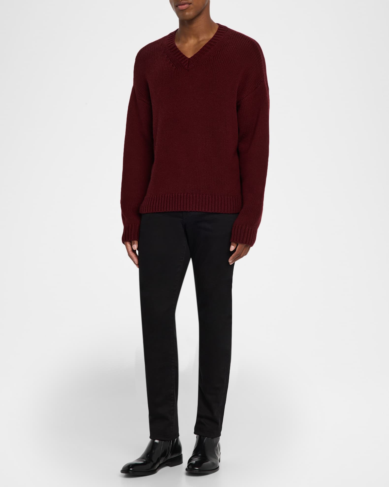 Men's Wool and Cashmere Knit V-Neck Sweater 1