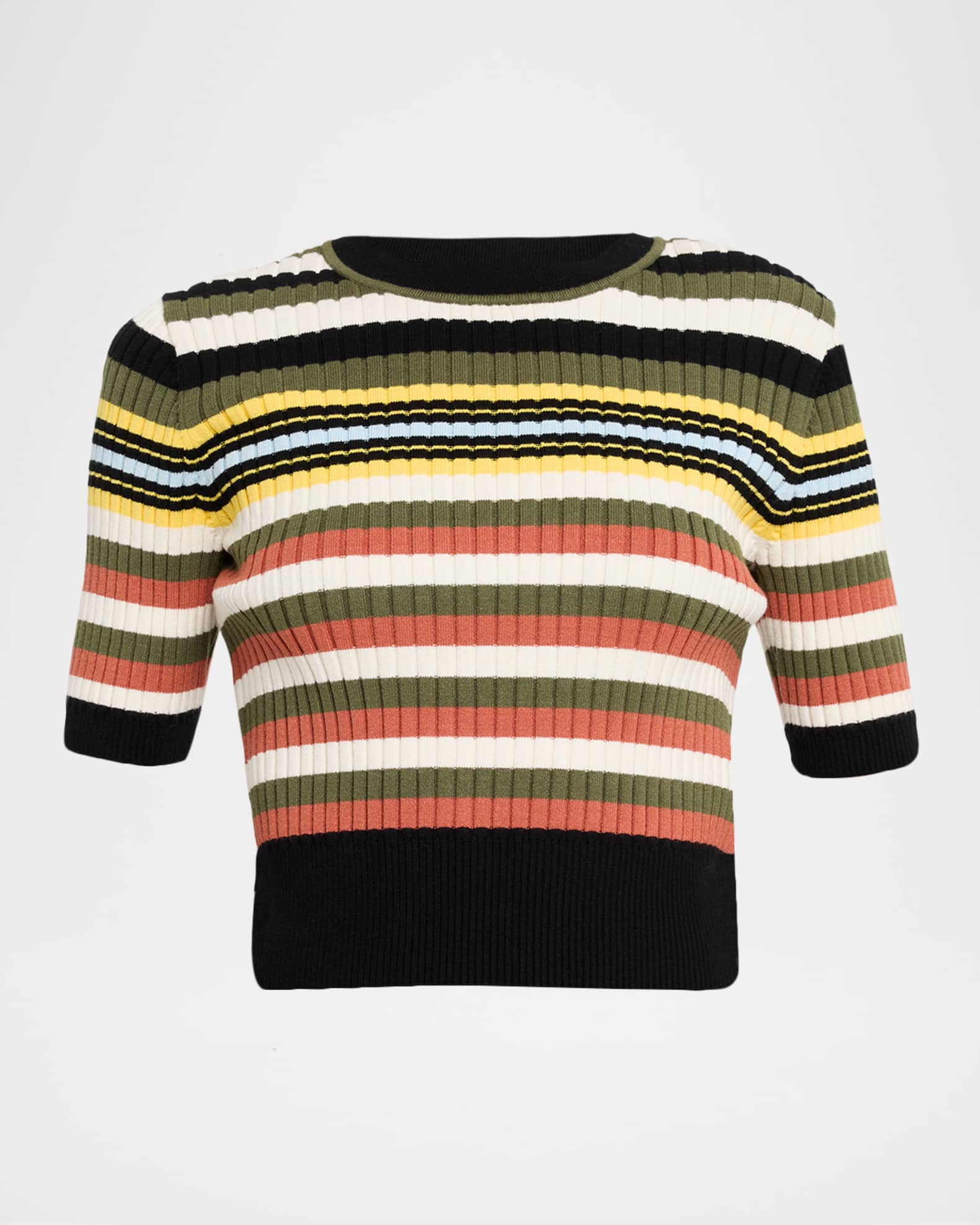 Nyla Striped Short-Sleeve Sweater 0