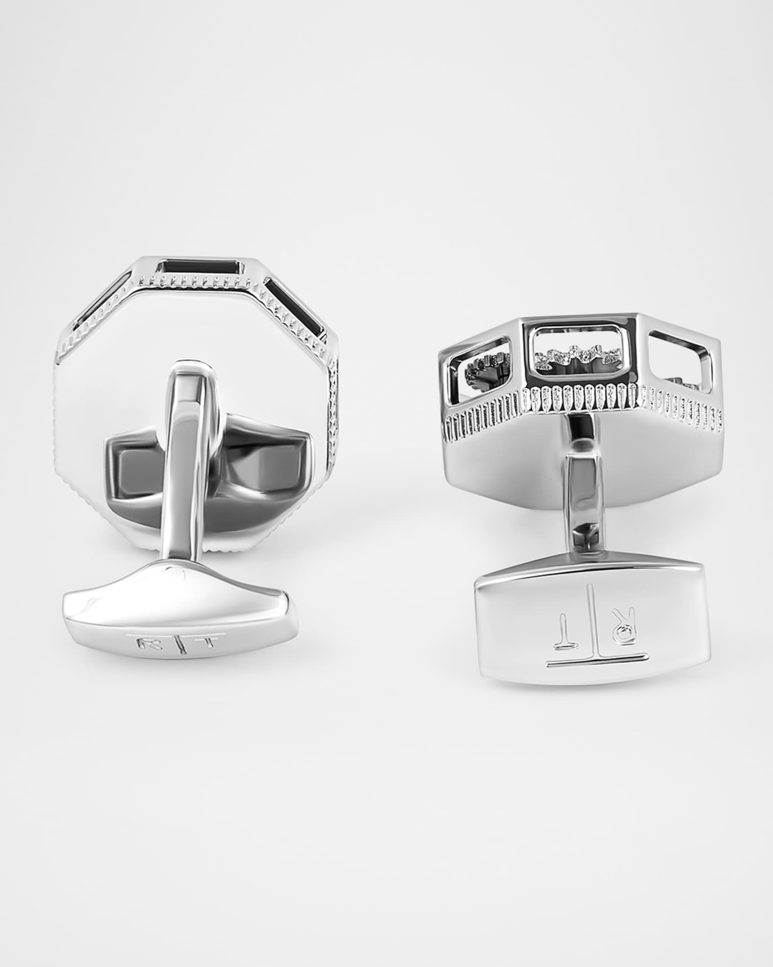 Men's Palladium and Rose-Tone Hexagonal Octo Gear Cufflinks 1