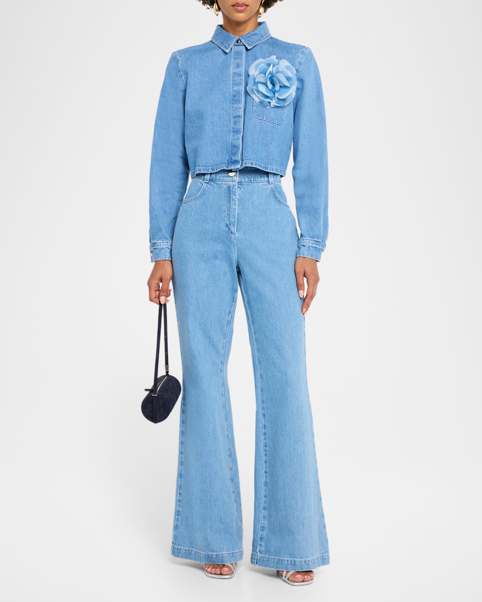 Toccin Gaia Denim Flare Pants | Neiman Marcus