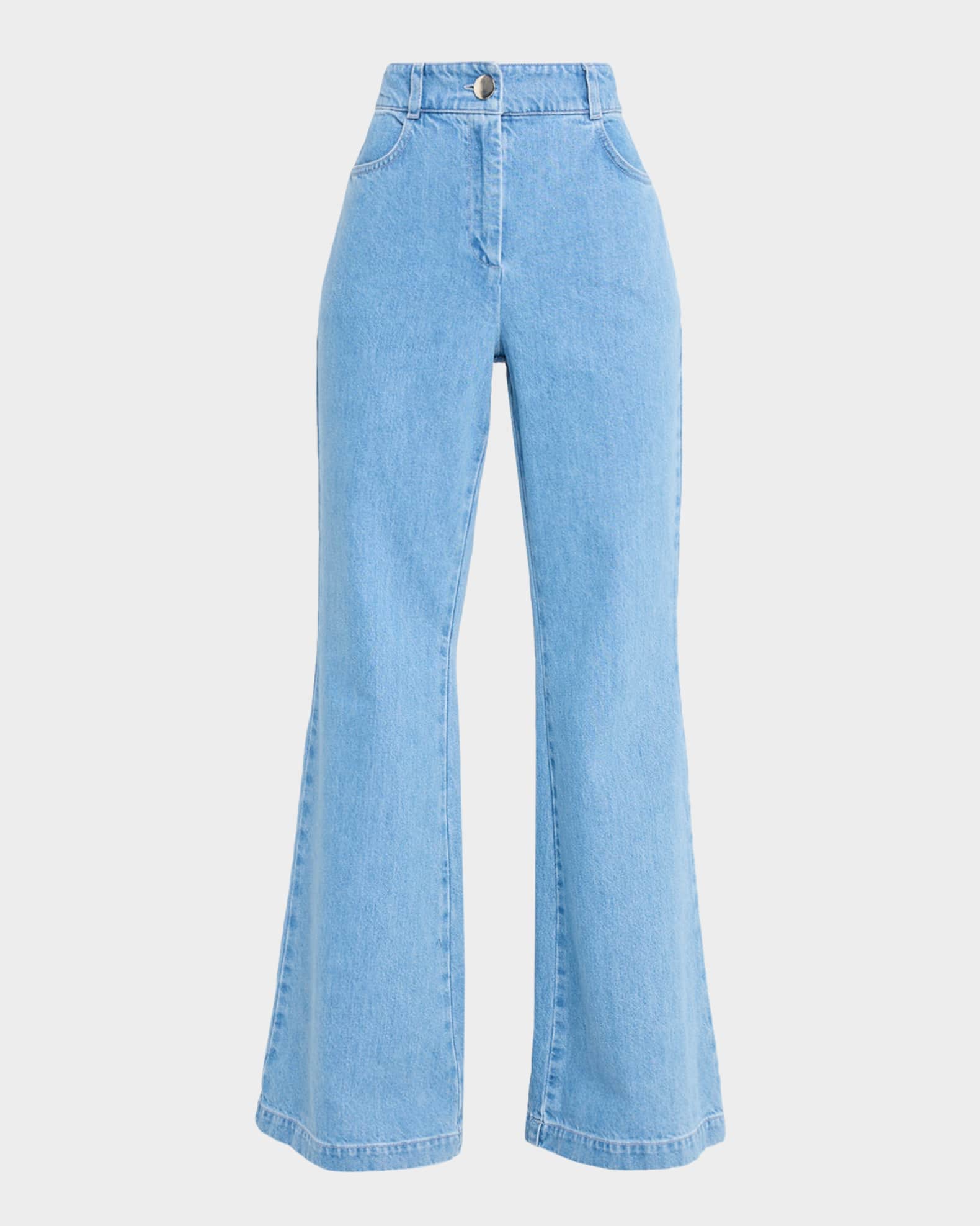 Toccin Gaia Denim Flare Pants | Neiman Marcus