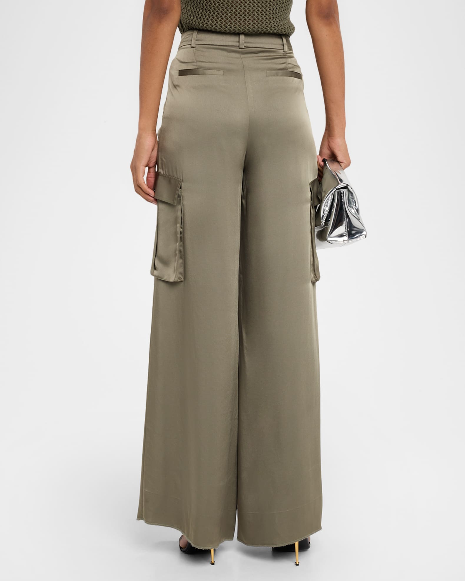 Toccin Maia Silky Satin Cargo Pants | Neiman Marcus