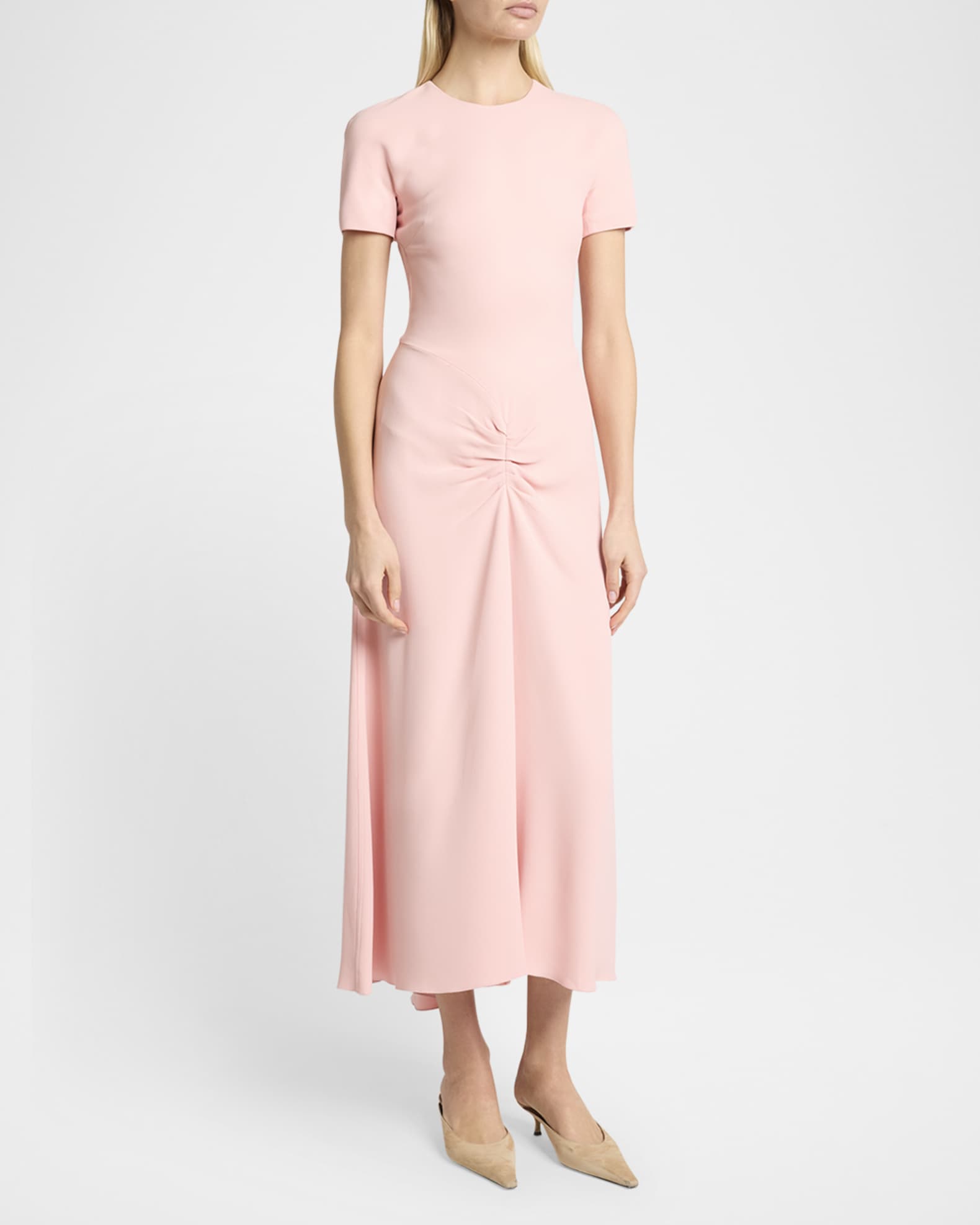Victoria Beckham Gathered T-Shirt Midi Dress
