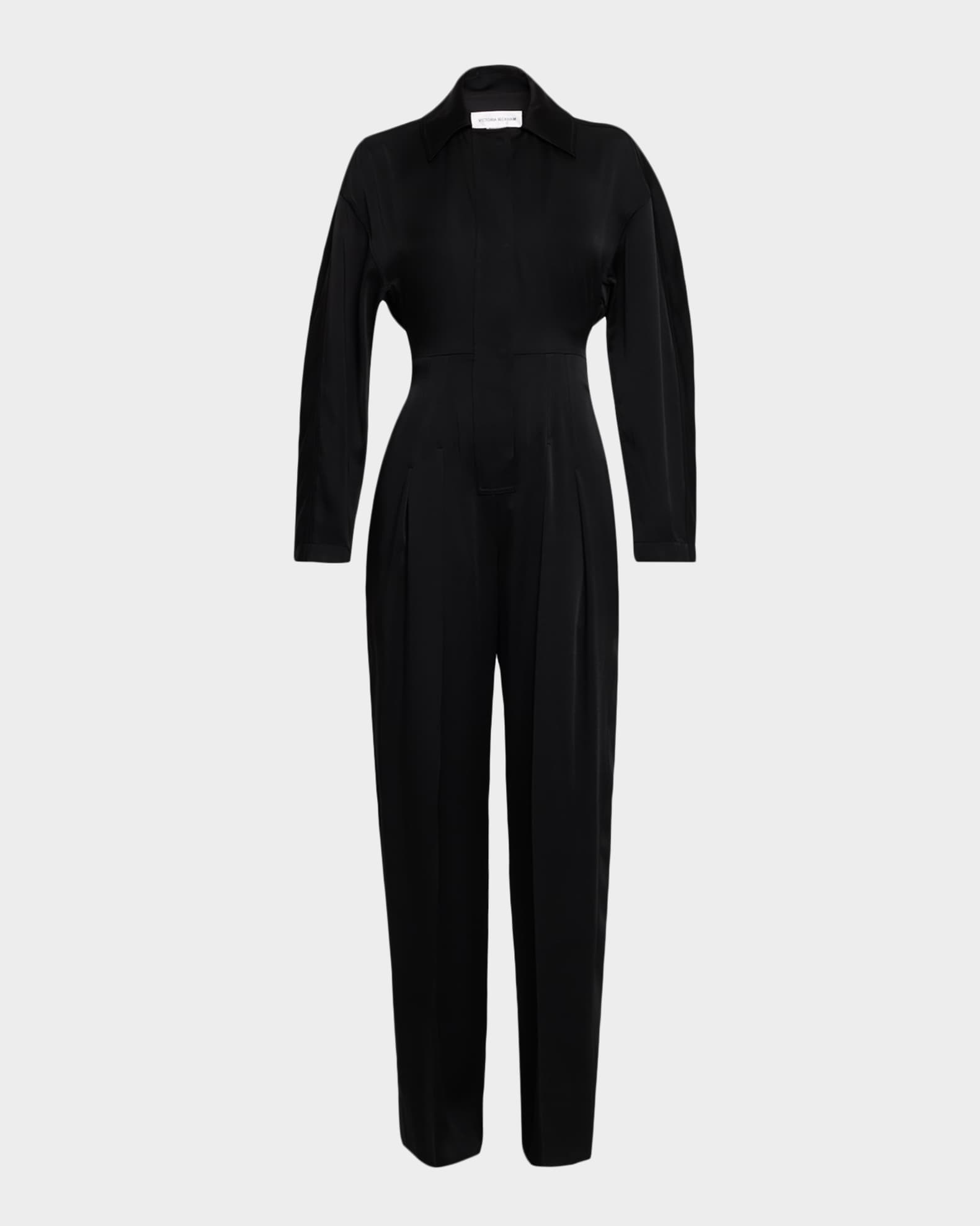 Fluid Satin Cinched Straight-Leg Jumpsuit 0