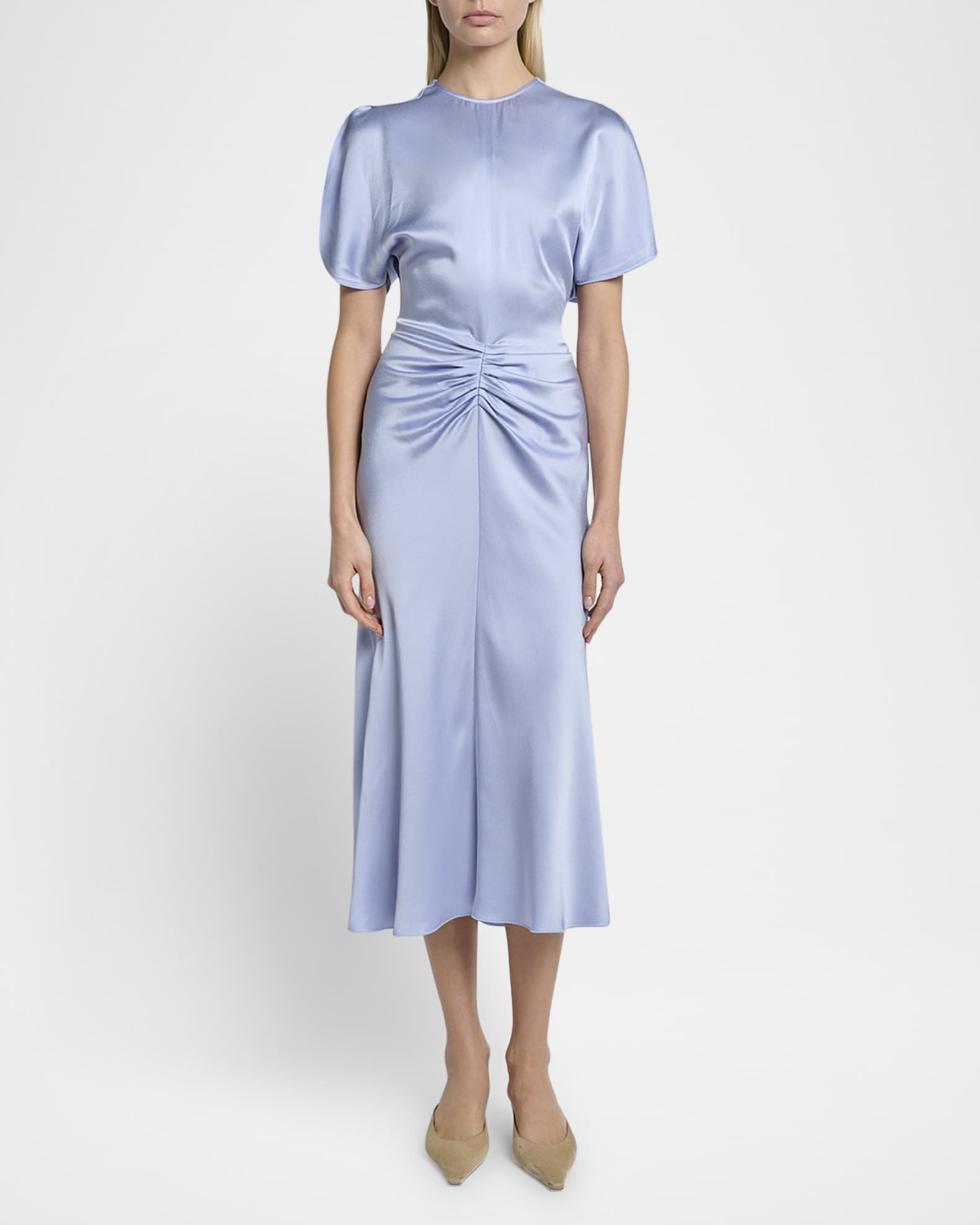 Victoria Beckham Gathered Waist Midi Dress | Neiman Marcus