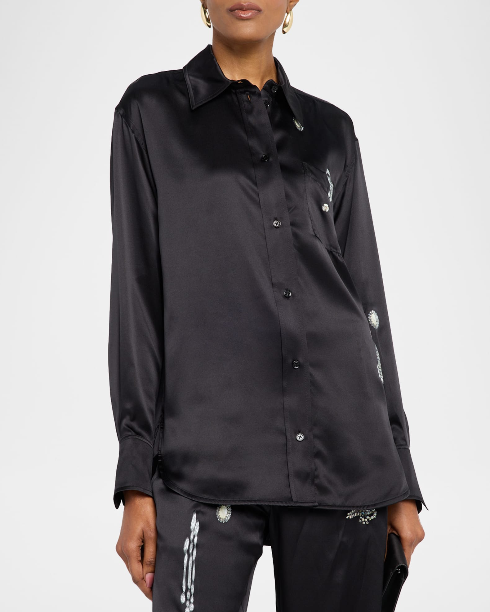 ルームウェア・パジャマ VICTORIA BECKHAM PYJAMA SHIRT Piping Detail Pyjama Shirt In Tobacco-Midnight – Victoria