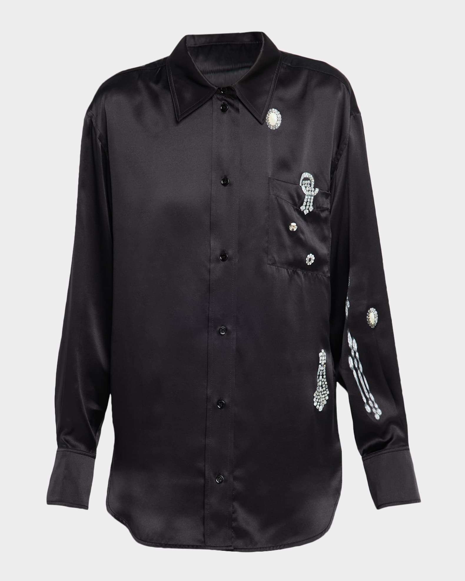 Victoria Beckham Crystal-Print Silk Pajama Shirt | Neiman Marcus