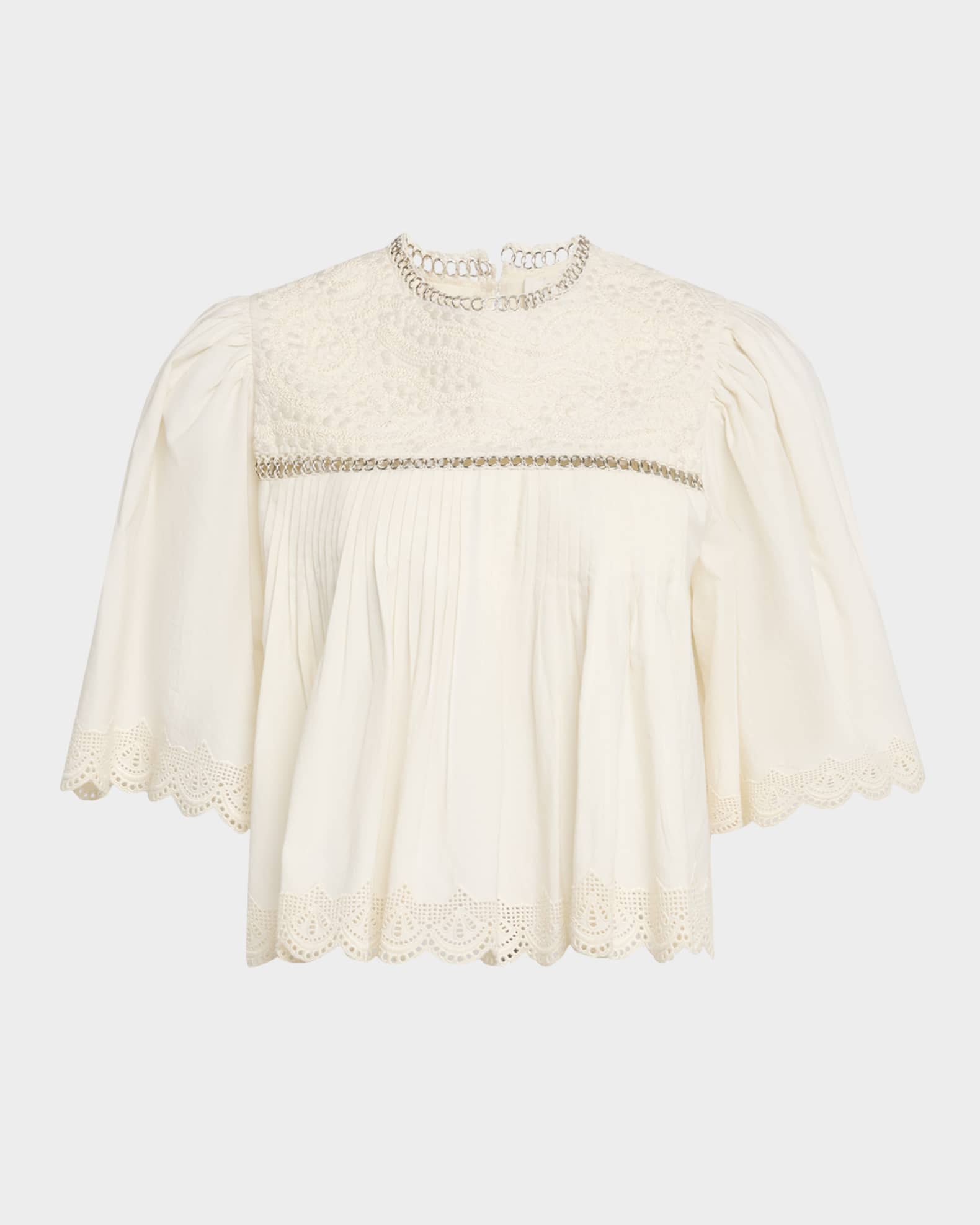 Larissa Embroidered Short-Sleeve Crop Top 0